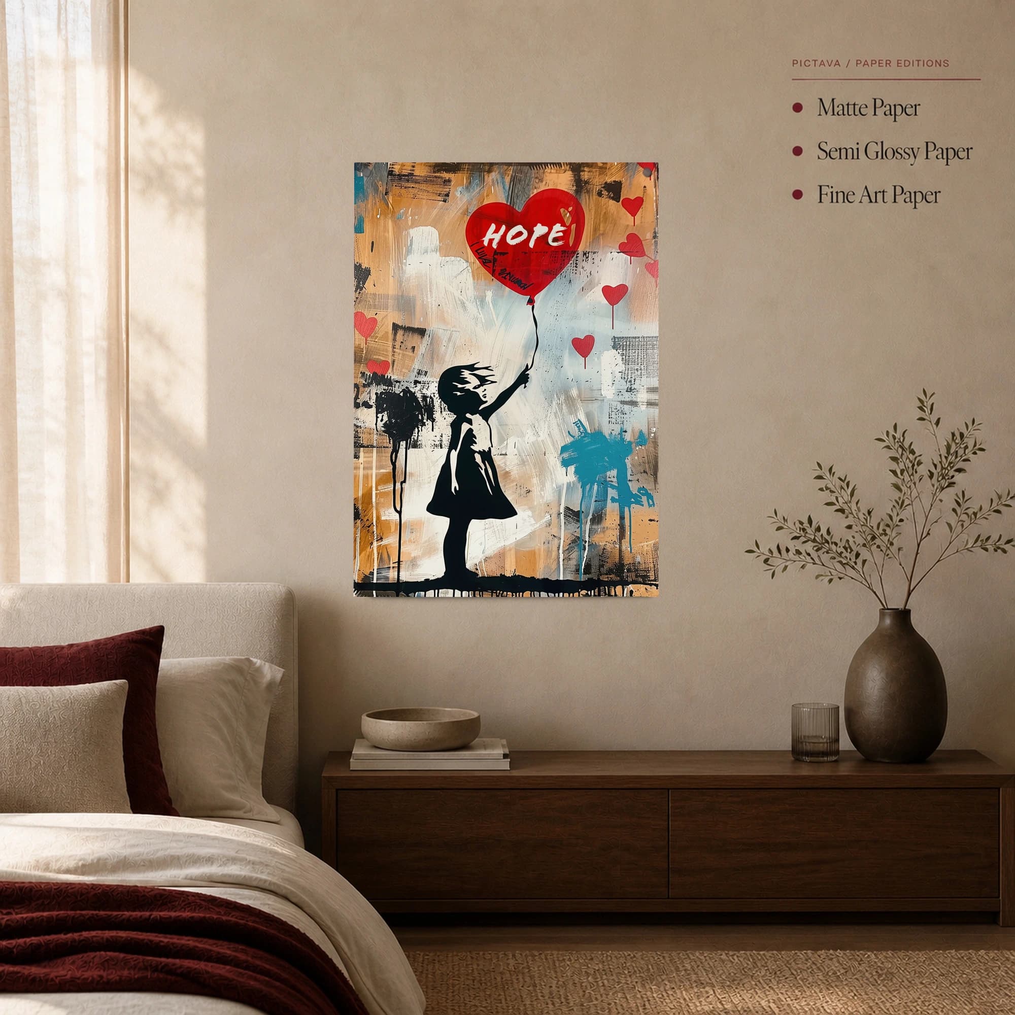 Hope Balloon Girl Urban Street Art Canvas Print, view 5