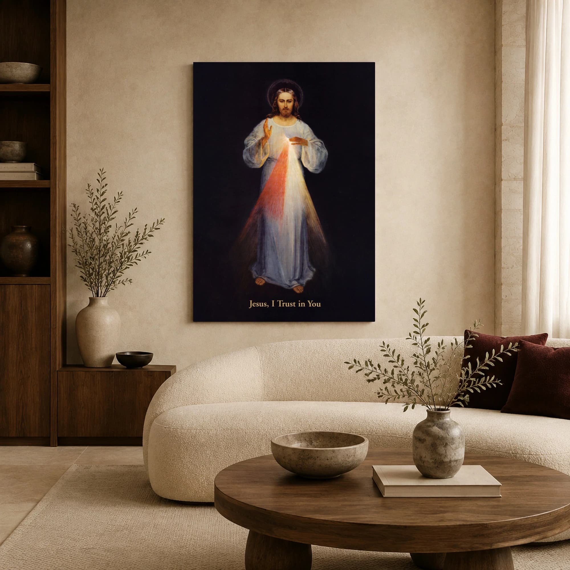 Divine Mercy Jesus Wall Art with Sacred Rays and Blessing, view 7