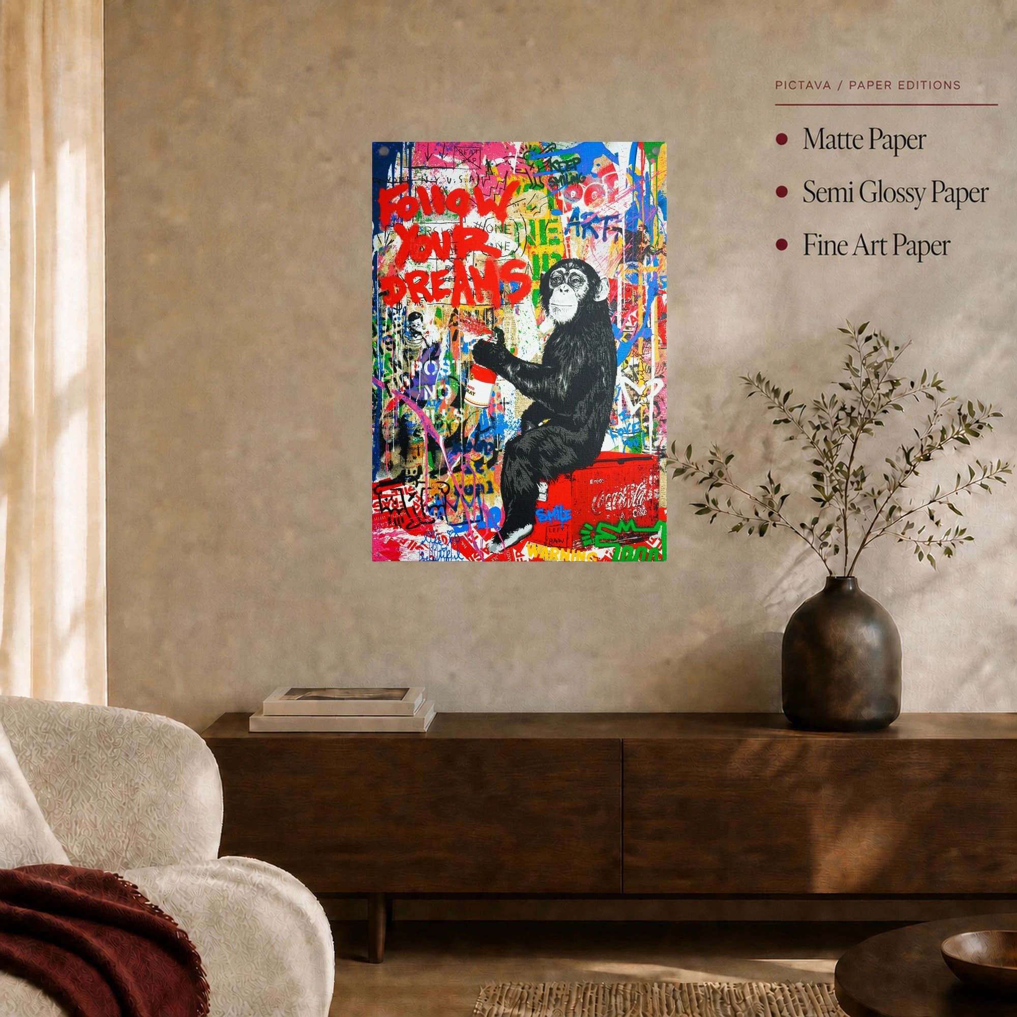 Graffiti Chimpanzee Street Art Canvas Print, view 4