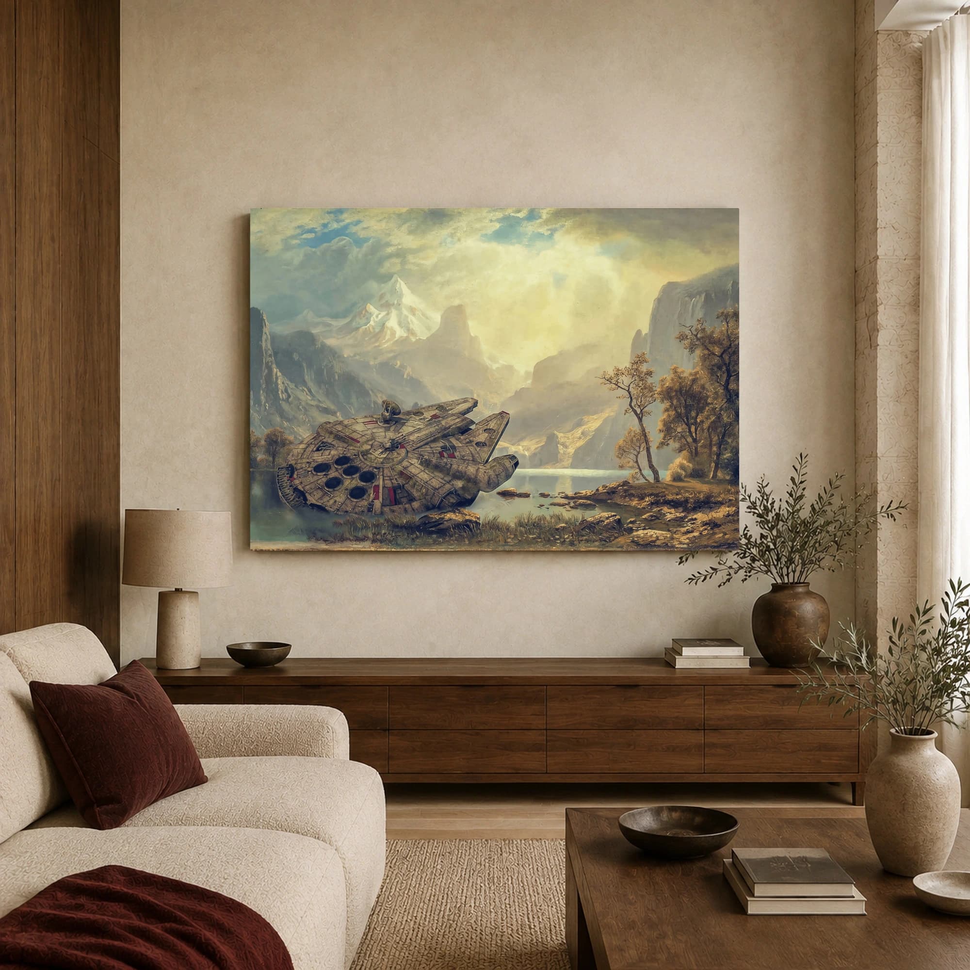 Crashed Starship in Alpine Valley Canvas Print, view 3