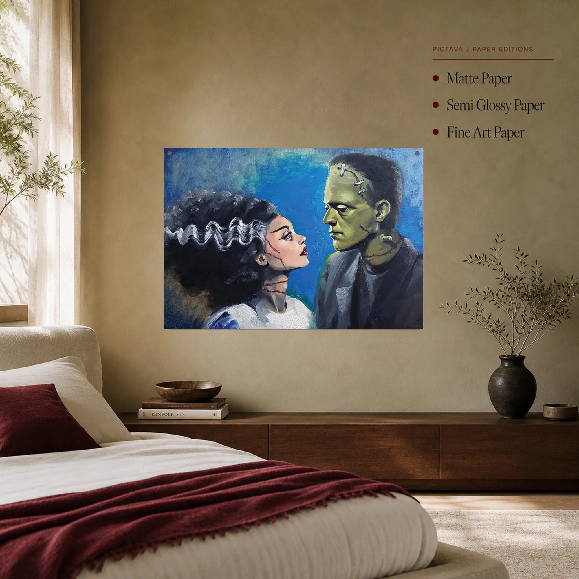 Frankenstein and Bride Romantic Portrait Canvas Print, view 7