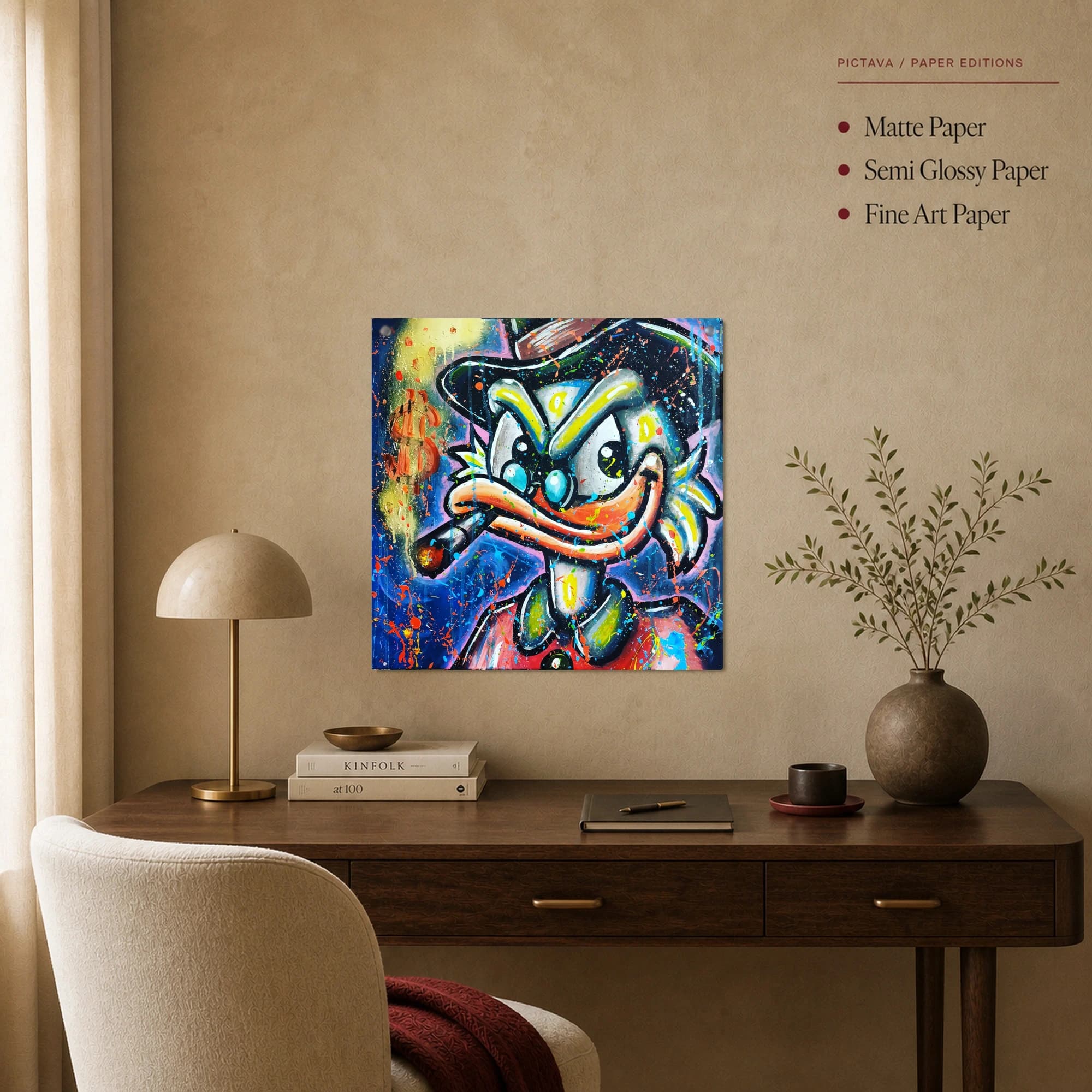Neon Tycoon Duck Street Art Canvas Print, view 2