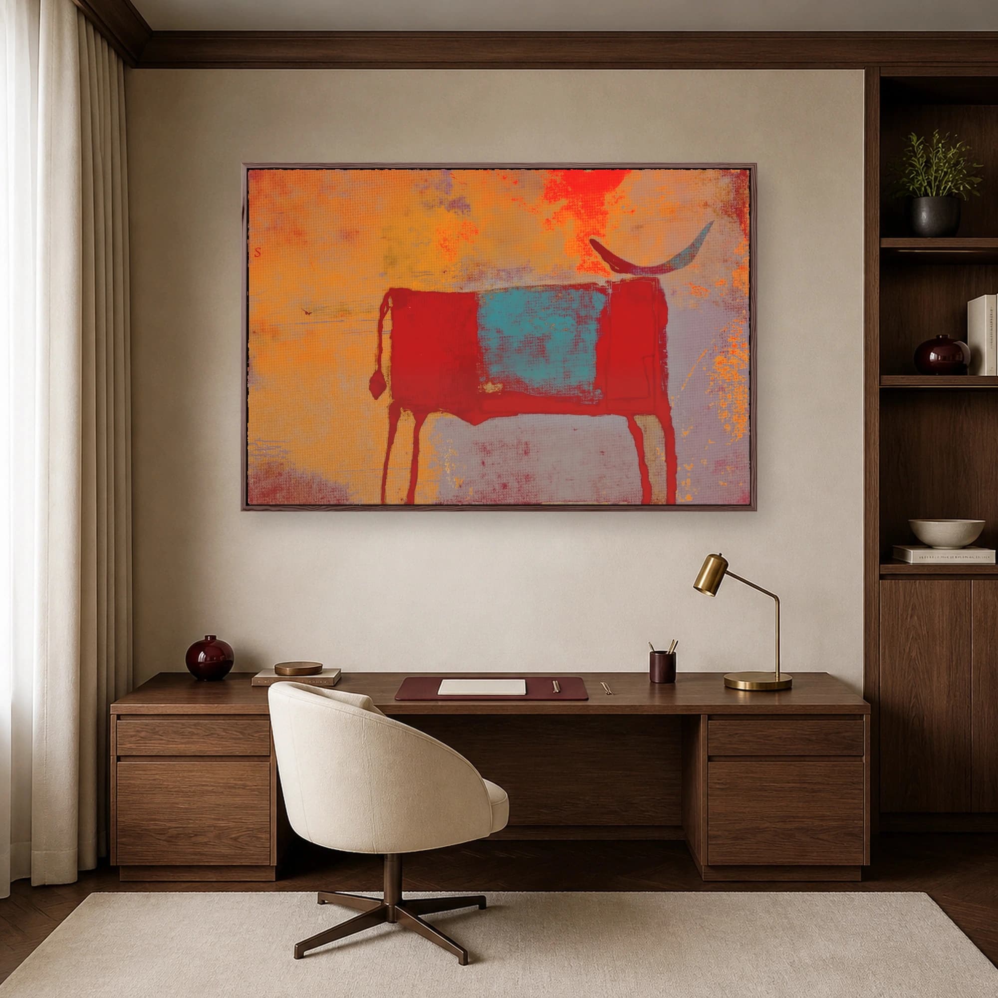 Abstract Red Bull Canvas Art Print, view 4