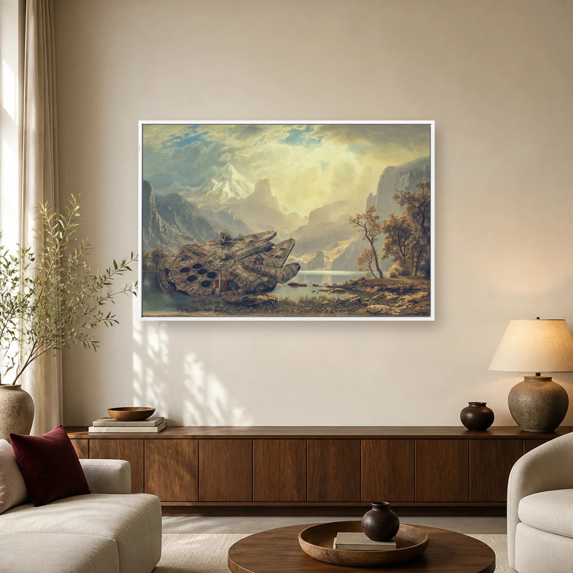Crashed Starship in Alpine Valley Canvas Print, view 2