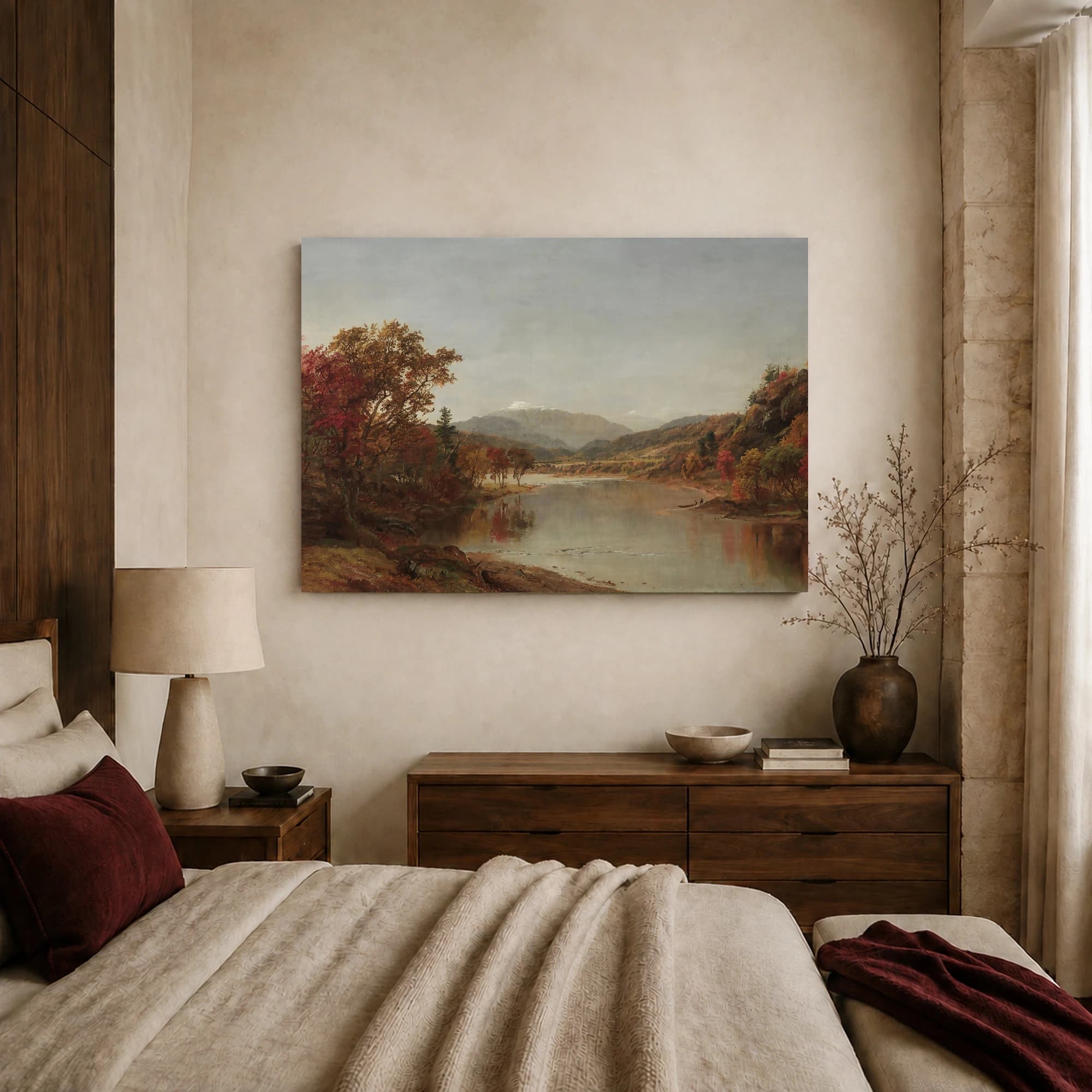 River Landscape with Autumn Foliage Canvas Print, view 8