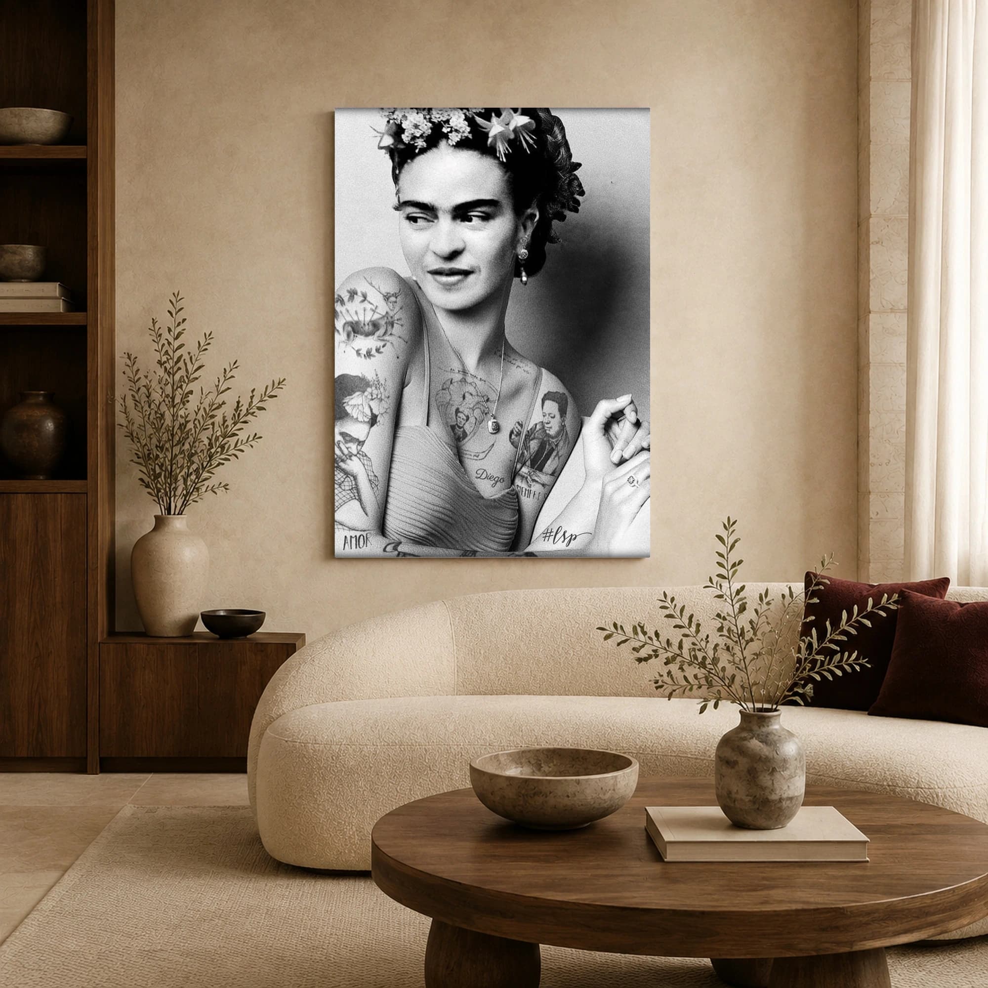 Frida Kahlo Vintage Portrait Canvas Print, view 4