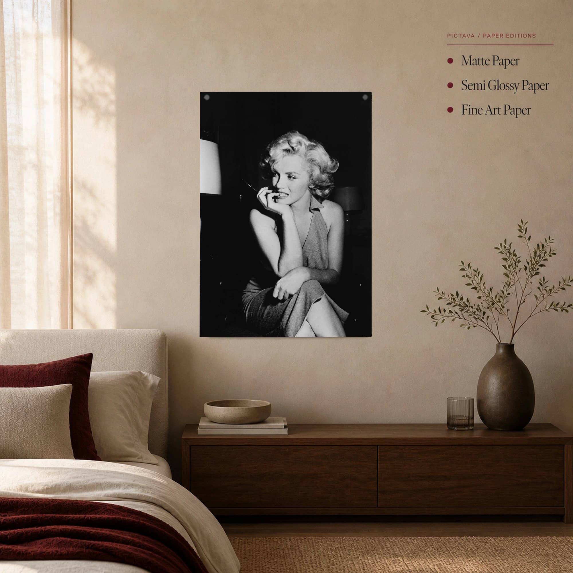 Marilyn Monroe Vintage Black and White Portrait Print, view 3