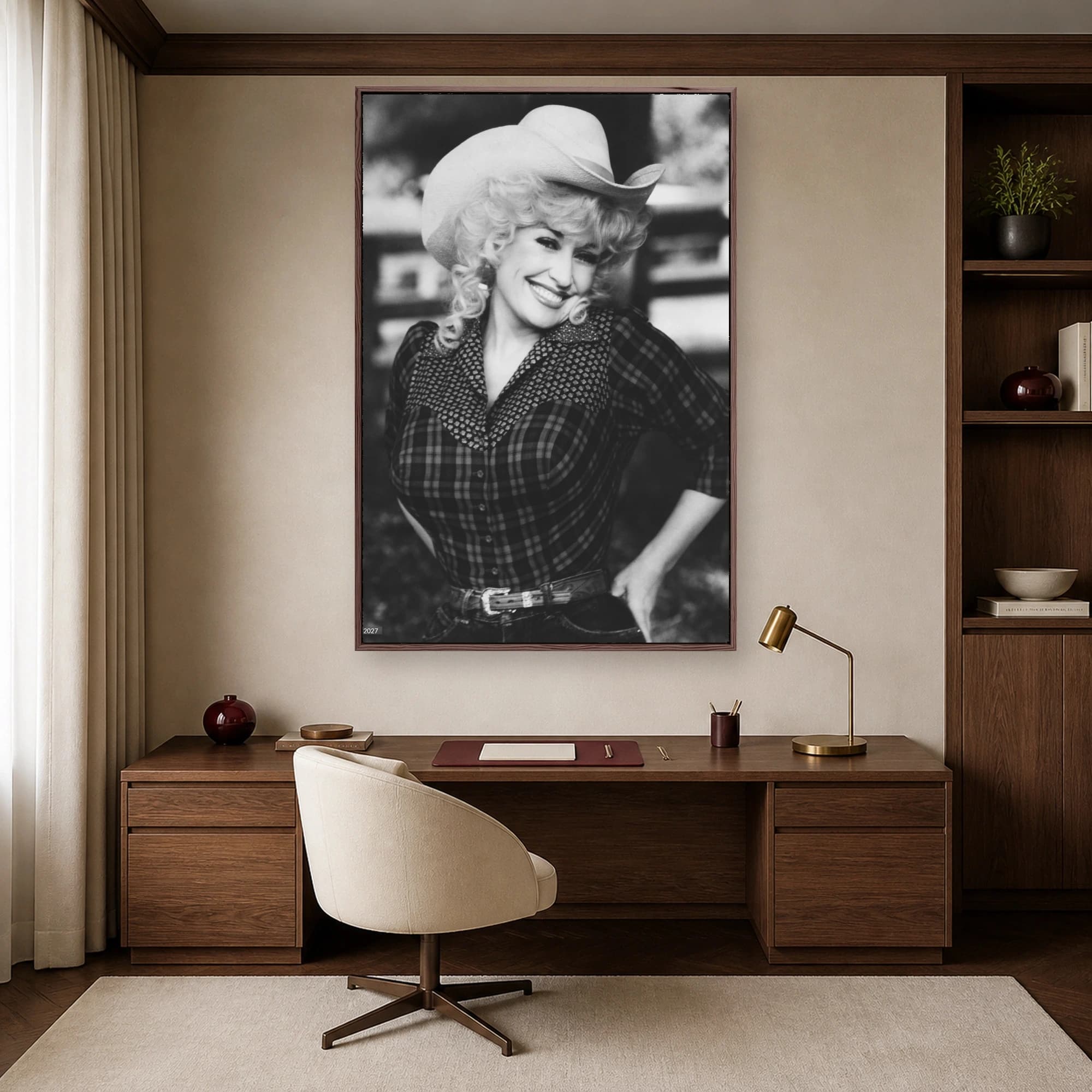 Dolly Parton Vintage Country Portrait Black and White Wall Art, view 6