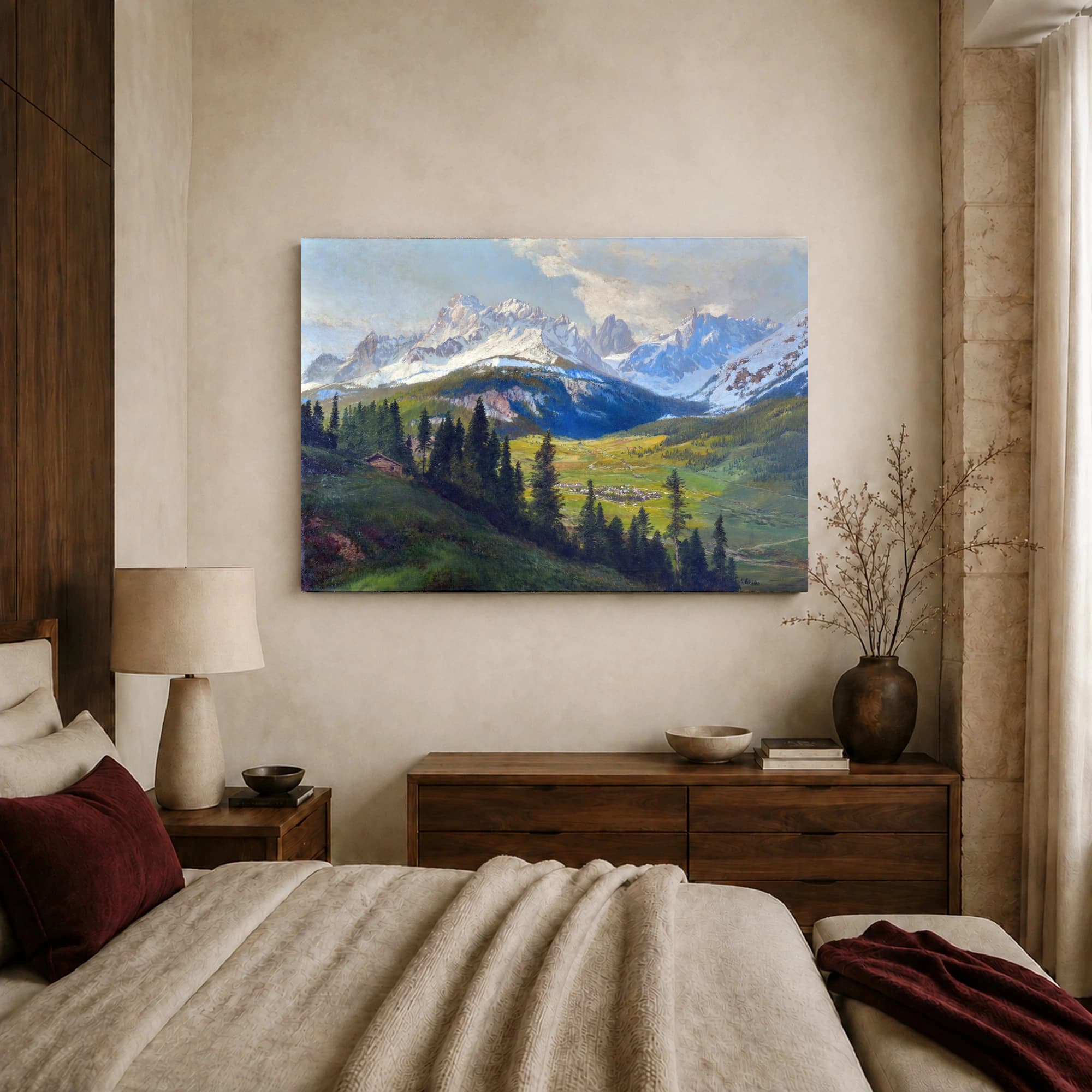 Alpine Valley Landscape Framed Canvas Art, view 8
