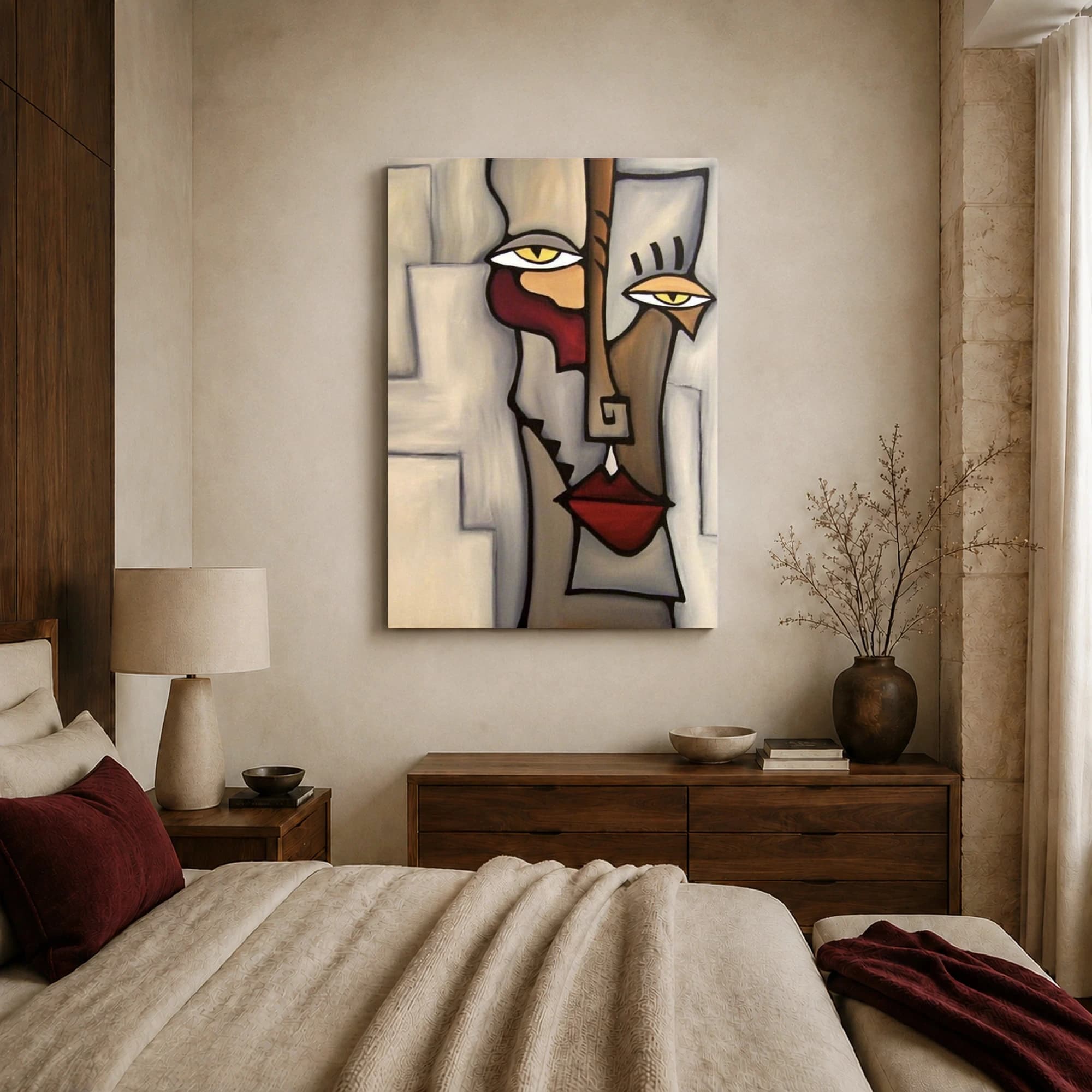 Abstract Cubist Face Canvas Art Print, view 7