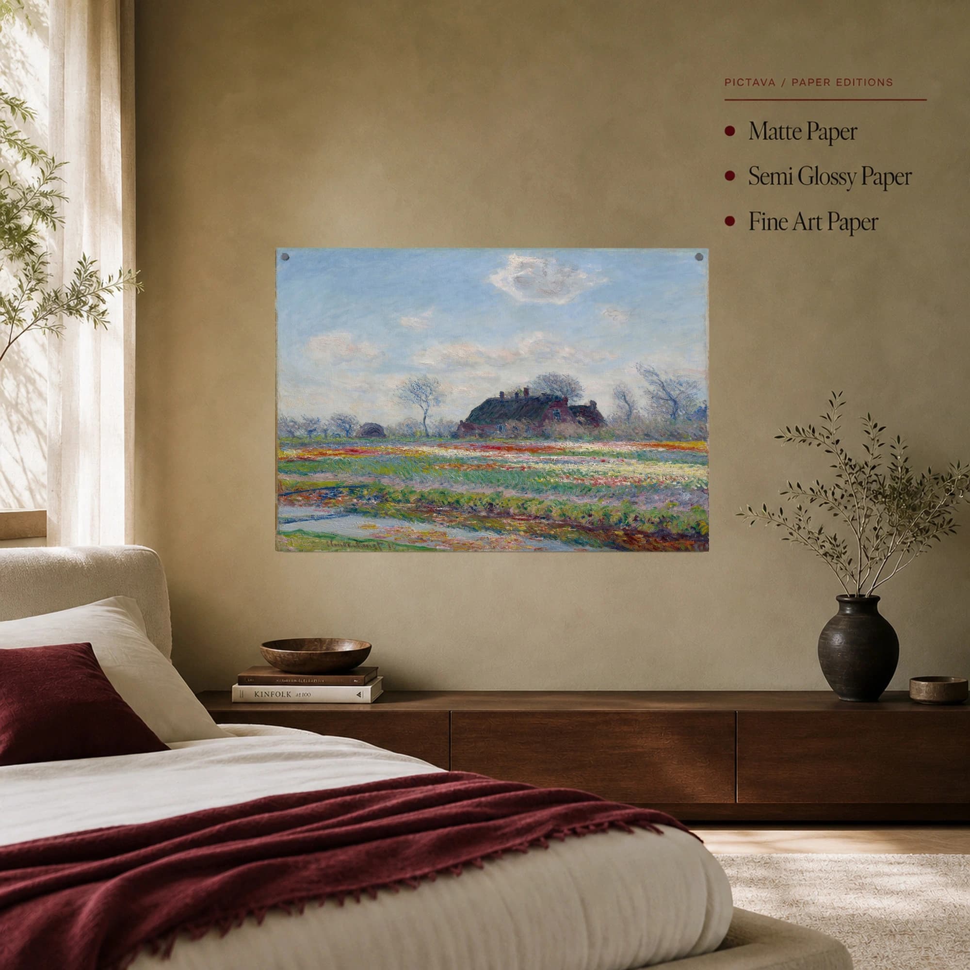 Tulip Fields at Sassenheim Impressionist Landscape Canvas Print, view 7