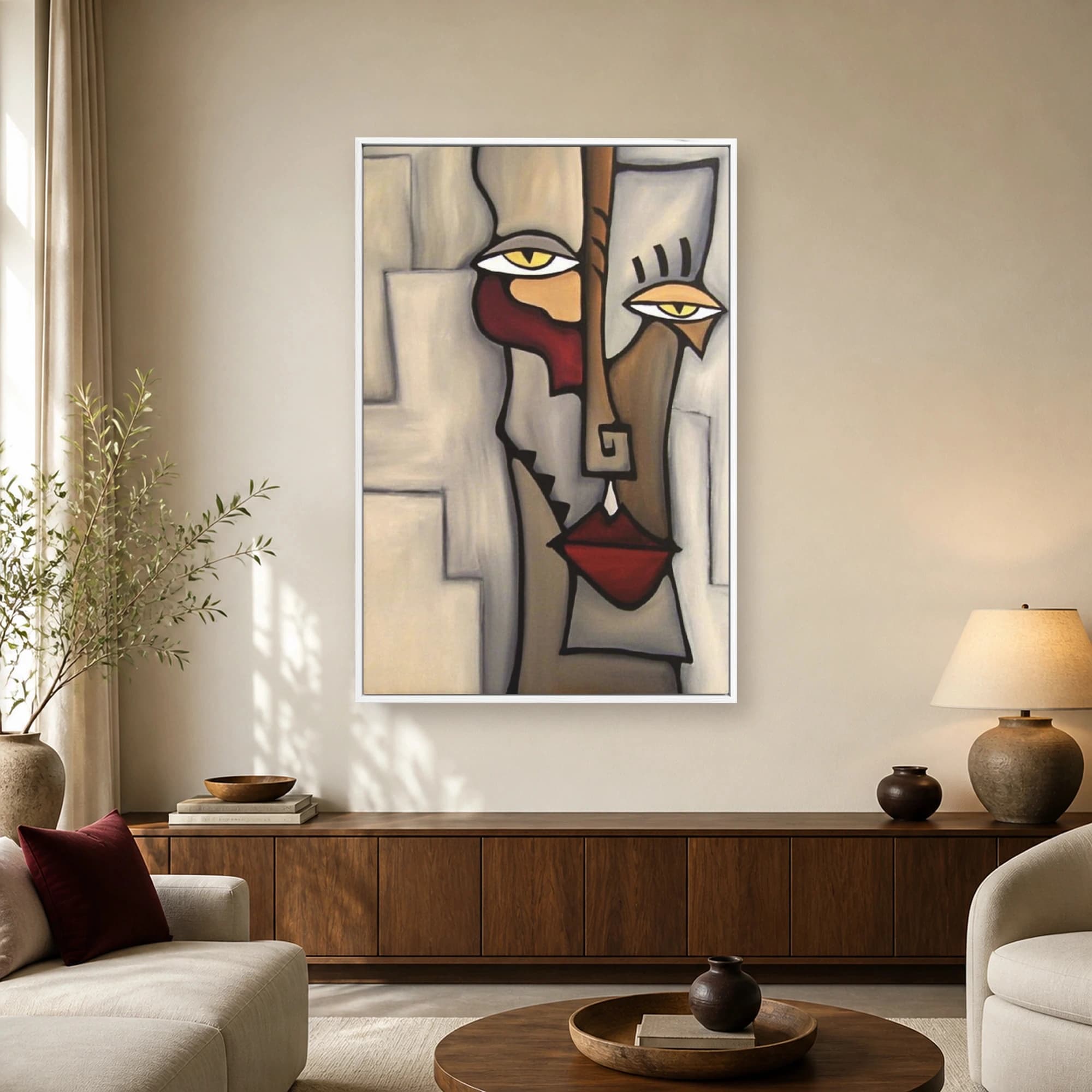 Abstract Cubist Face Canvas Art Print, view 2