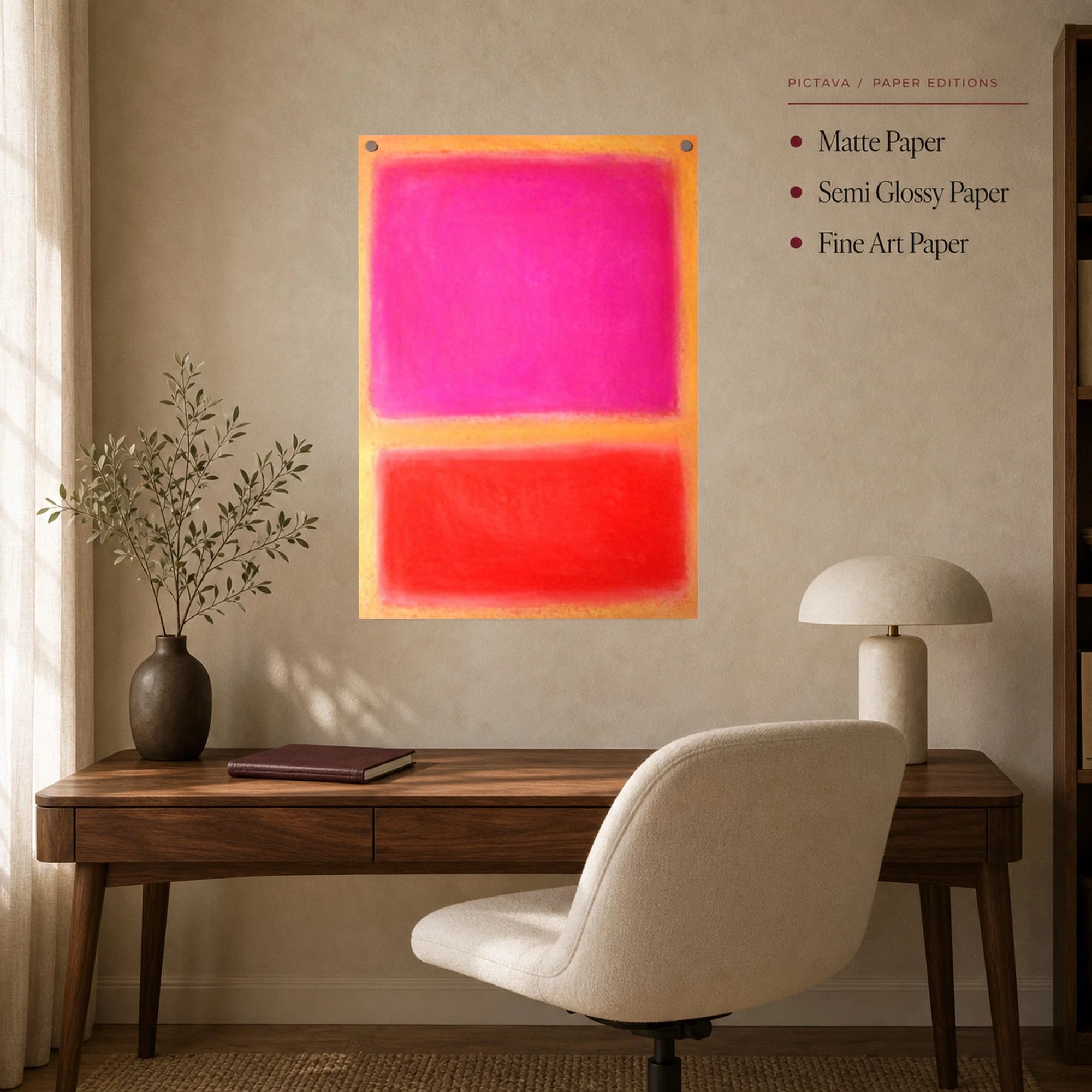 Abstract Pink and Orange Color Field Canvas Print, view 8