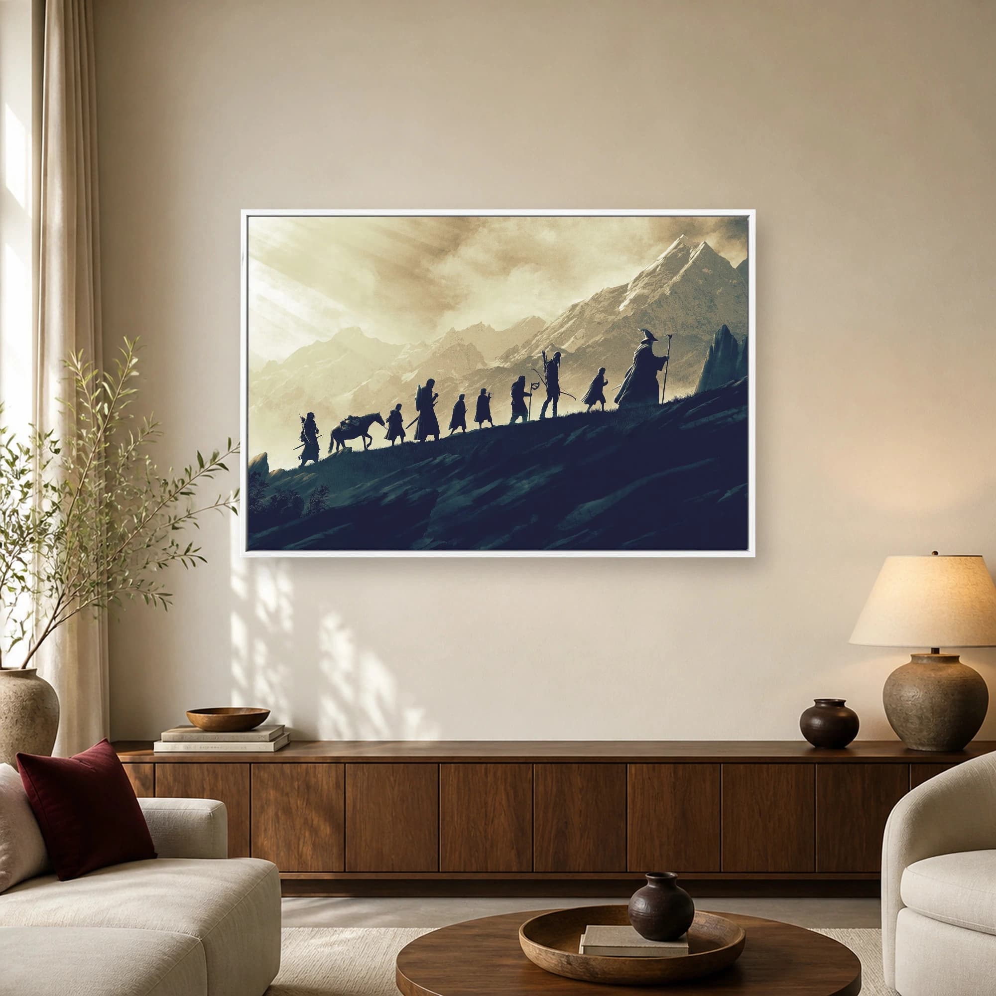 Journey of the Fellowship Epic Fantasy Mountain Landscape Wall Art, view 2