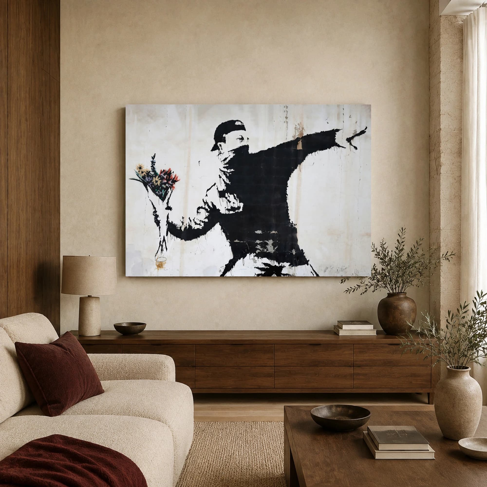 Flower Thrower Street Art Canvas Print, view 2