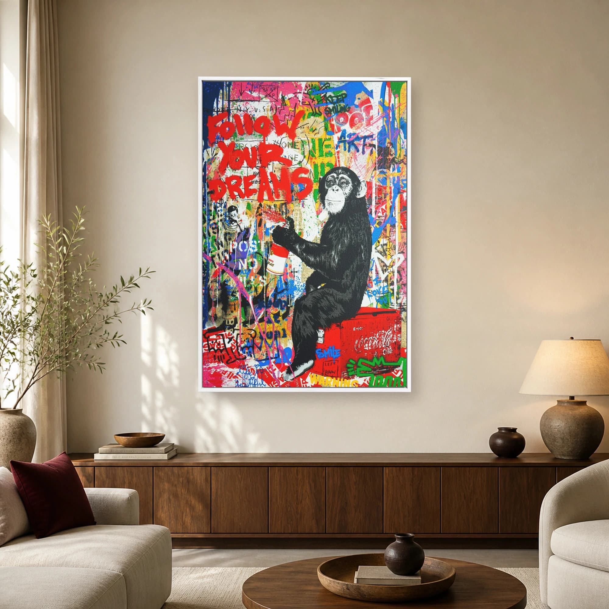 Graffiti Chimpanzee Street Art Canvas Print, view 2