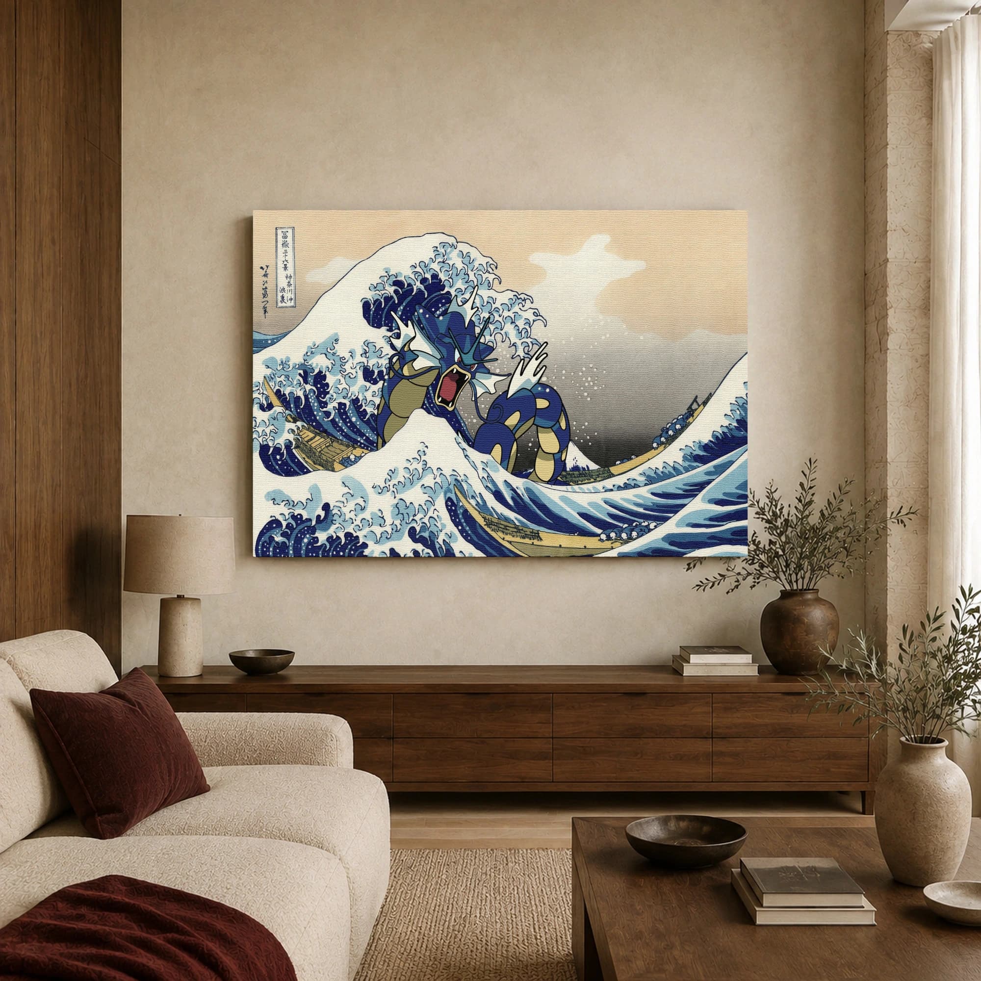 The Great Wave off Gyarados Japanese Woodblock Canvas Print, view 3