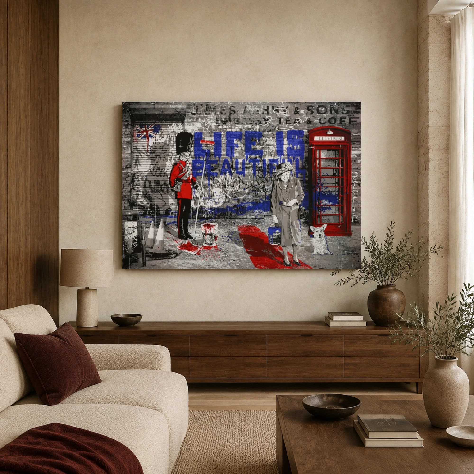 Life is Beautiful British Street Art Canvas, view 3