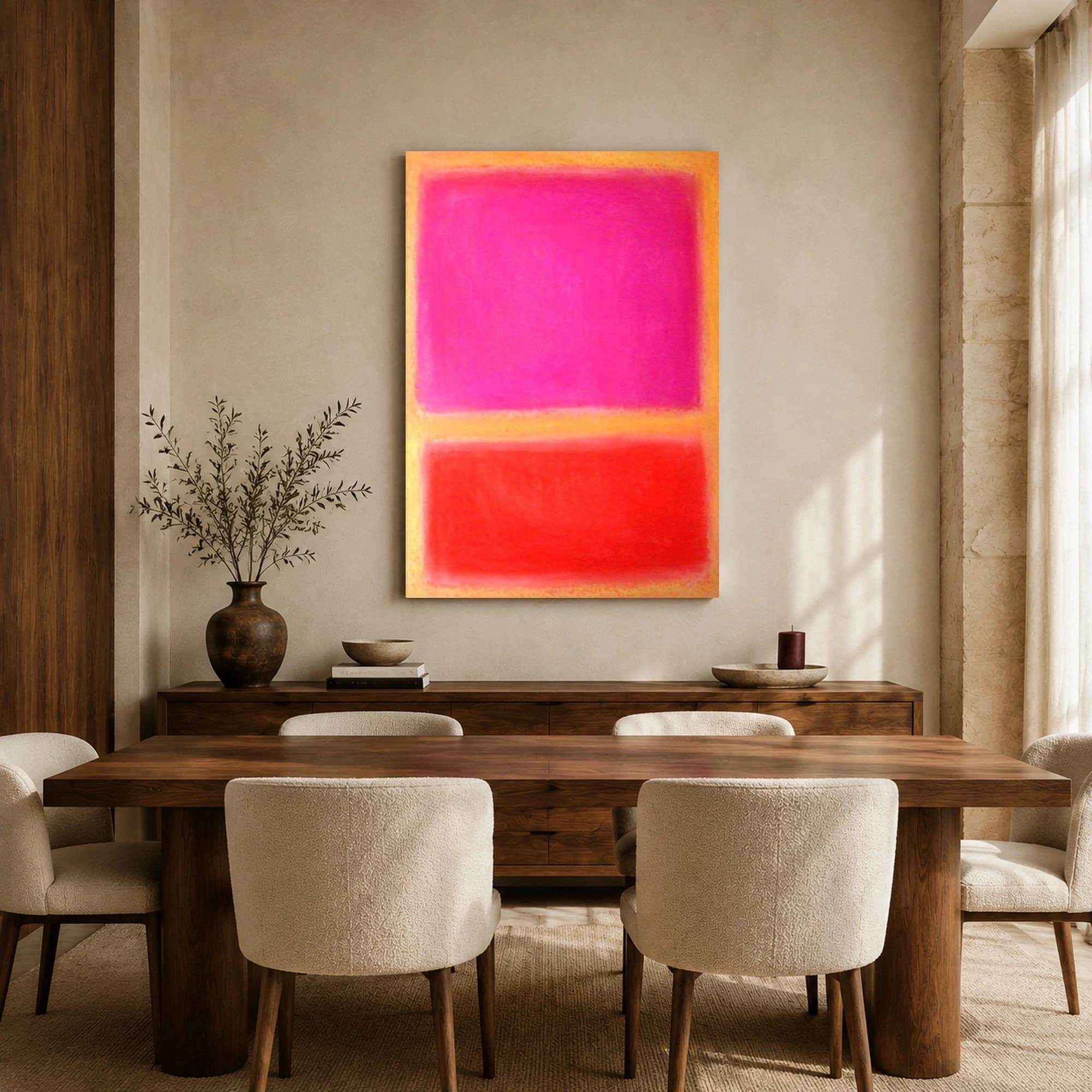 Abstract Pink and Orange Color Field Canvas Print, view 7