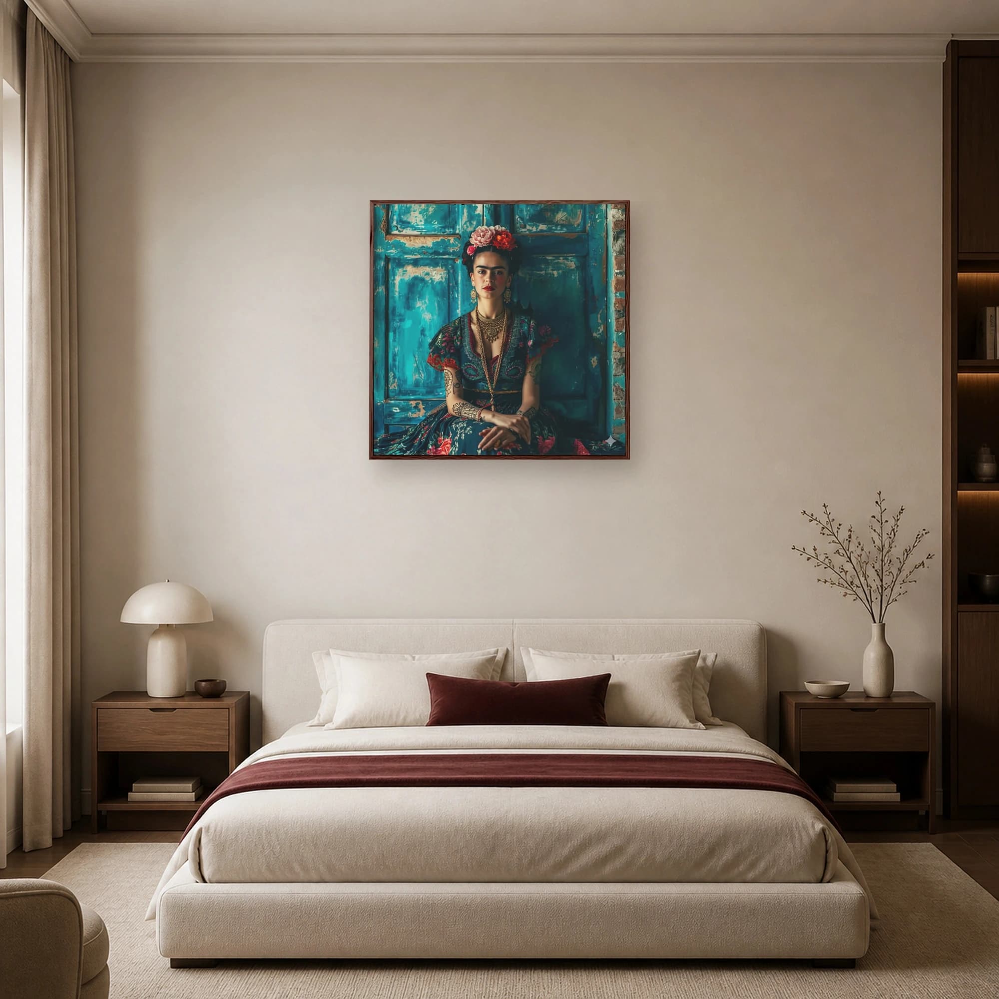 Frida Kahlo Teal Door Portrait Canvas Print, view 6