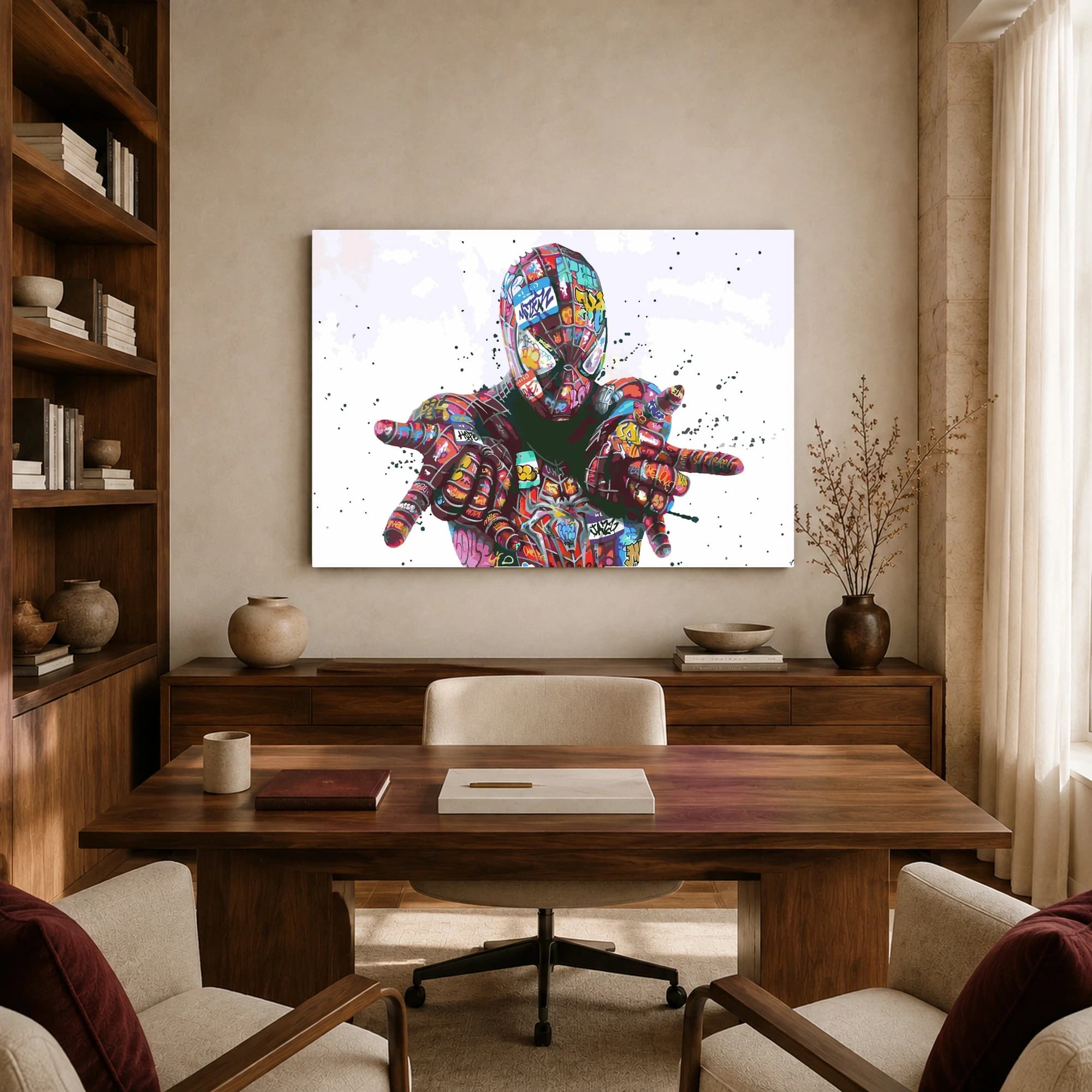 Urban Graffitied Superhero Pop Art Canvas Print, view 8