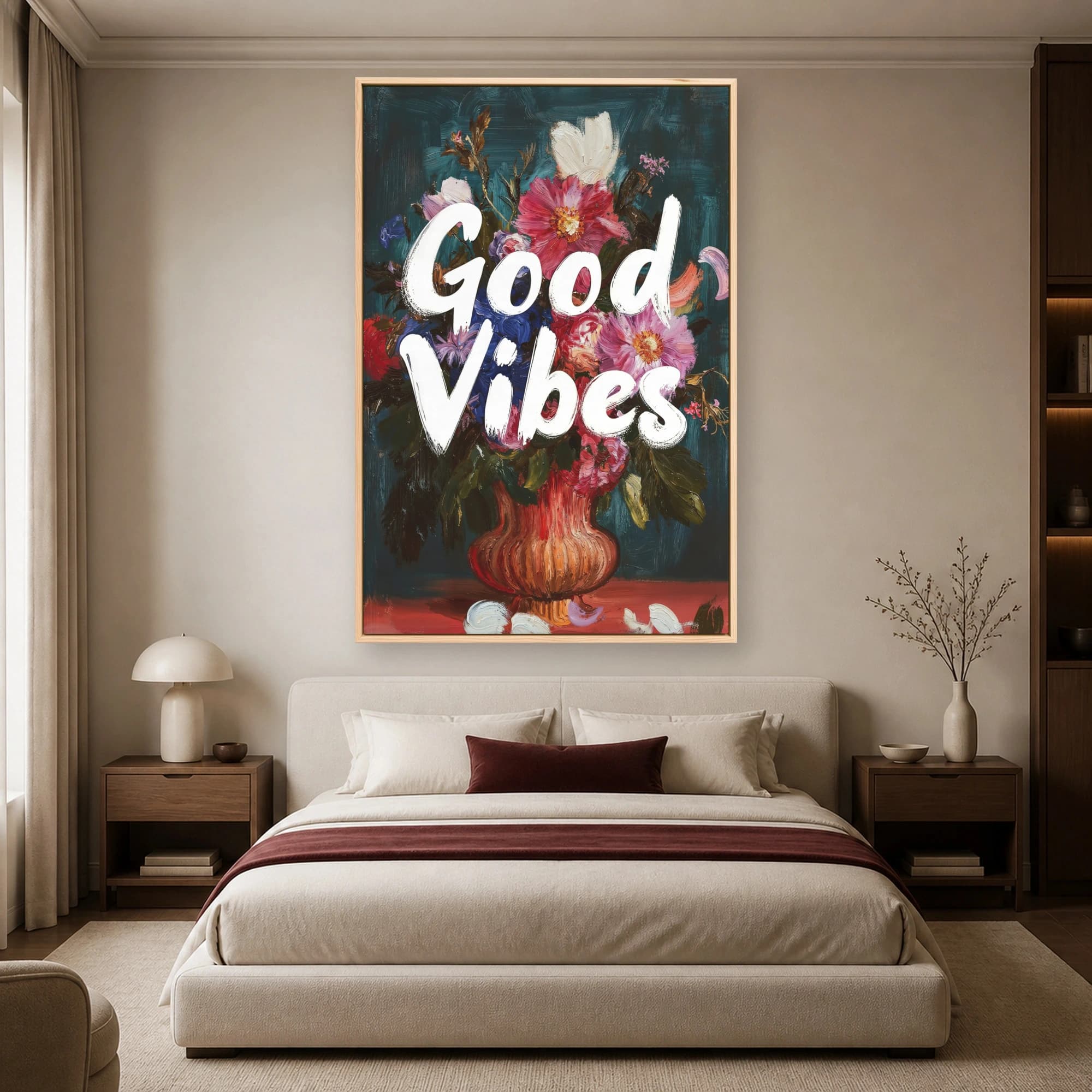 Good Vibes Floral Impasto Painting Wall Art, view 4
