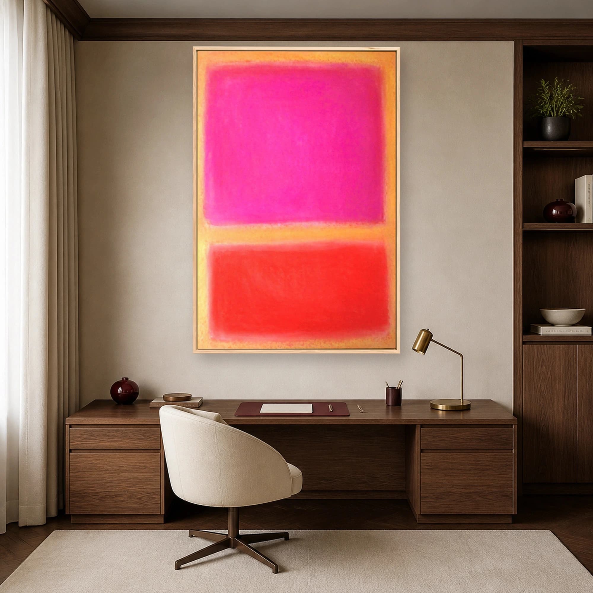Abstract Pink and Orange Color Field Canvas Print, view 4