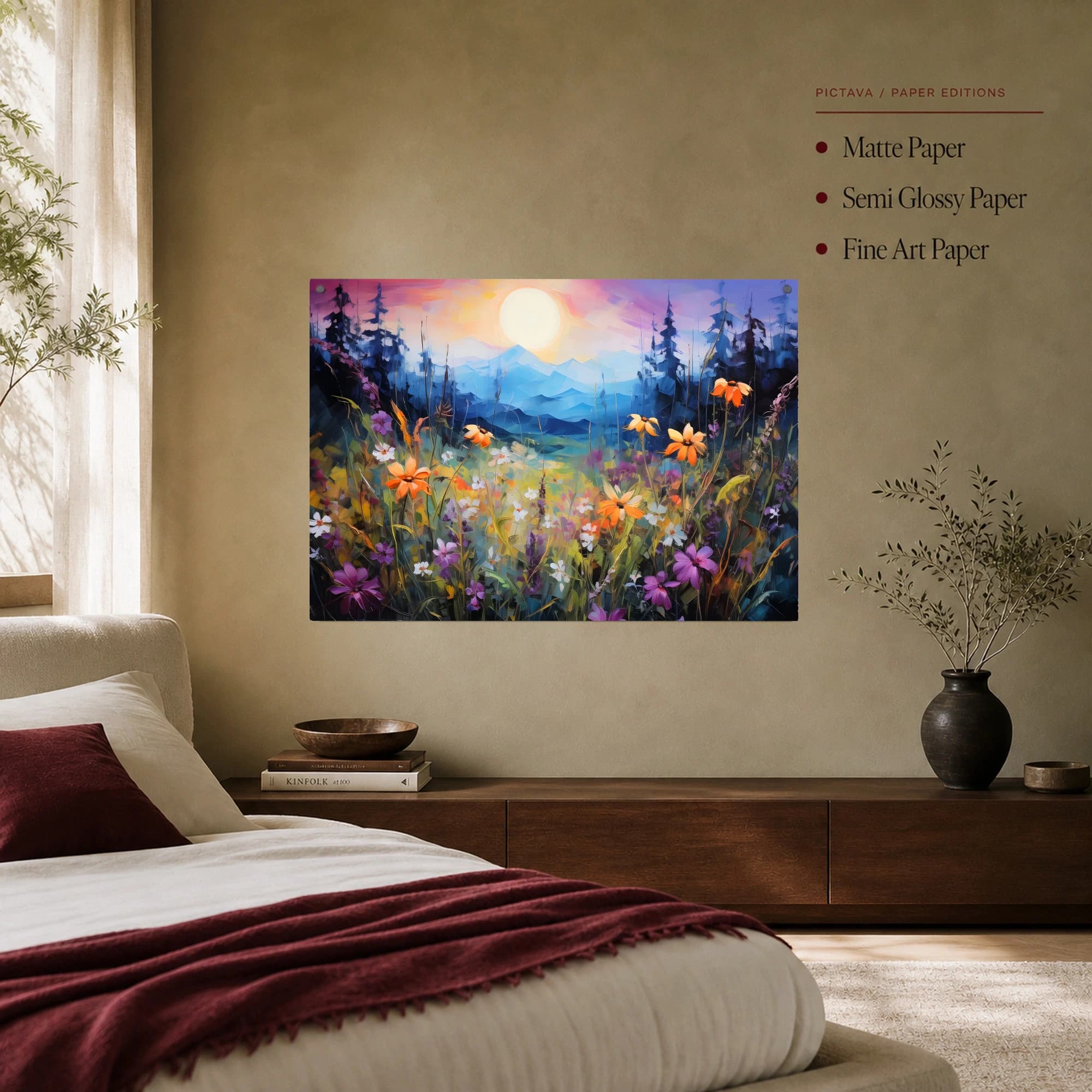 Alpine Meadow Sunrise Landscape Wall Art, view 7