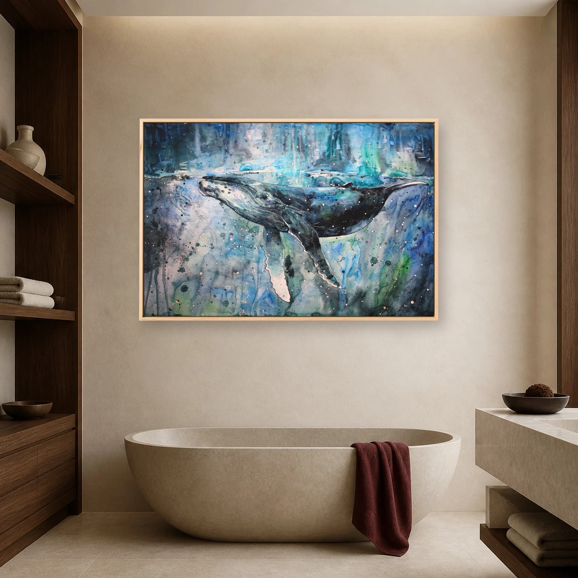 Humpback Whale Watercolor Ocean Print, view 7