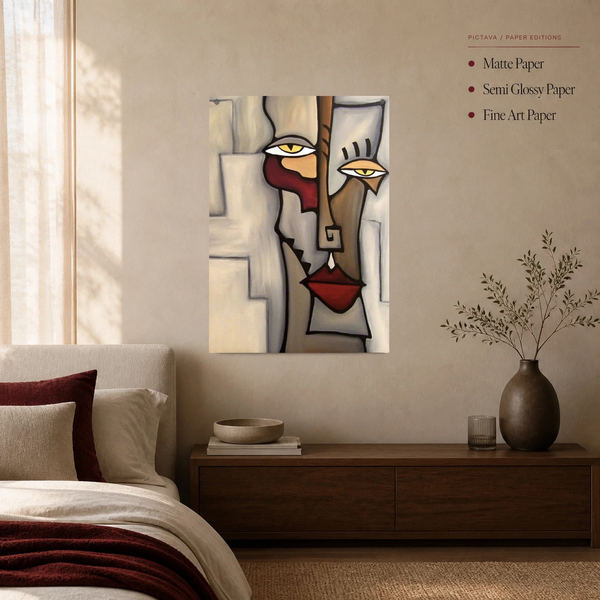 Abstract Cubist Face Canvas Art Print, view 3
