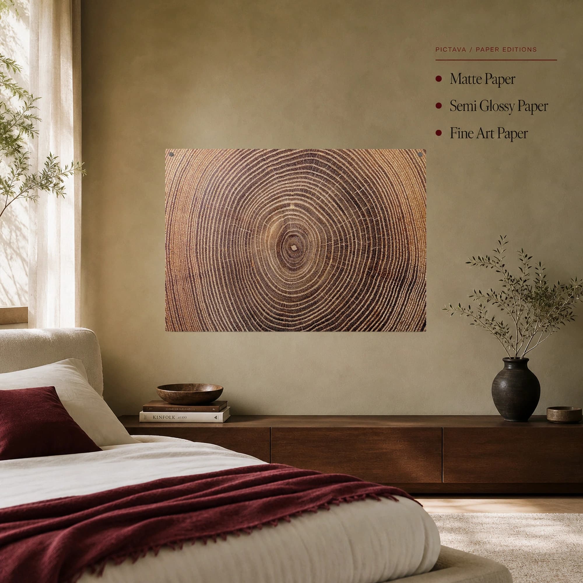 Wooden Growth Rings Natural Tree Cross-Section Wall Art, view 7