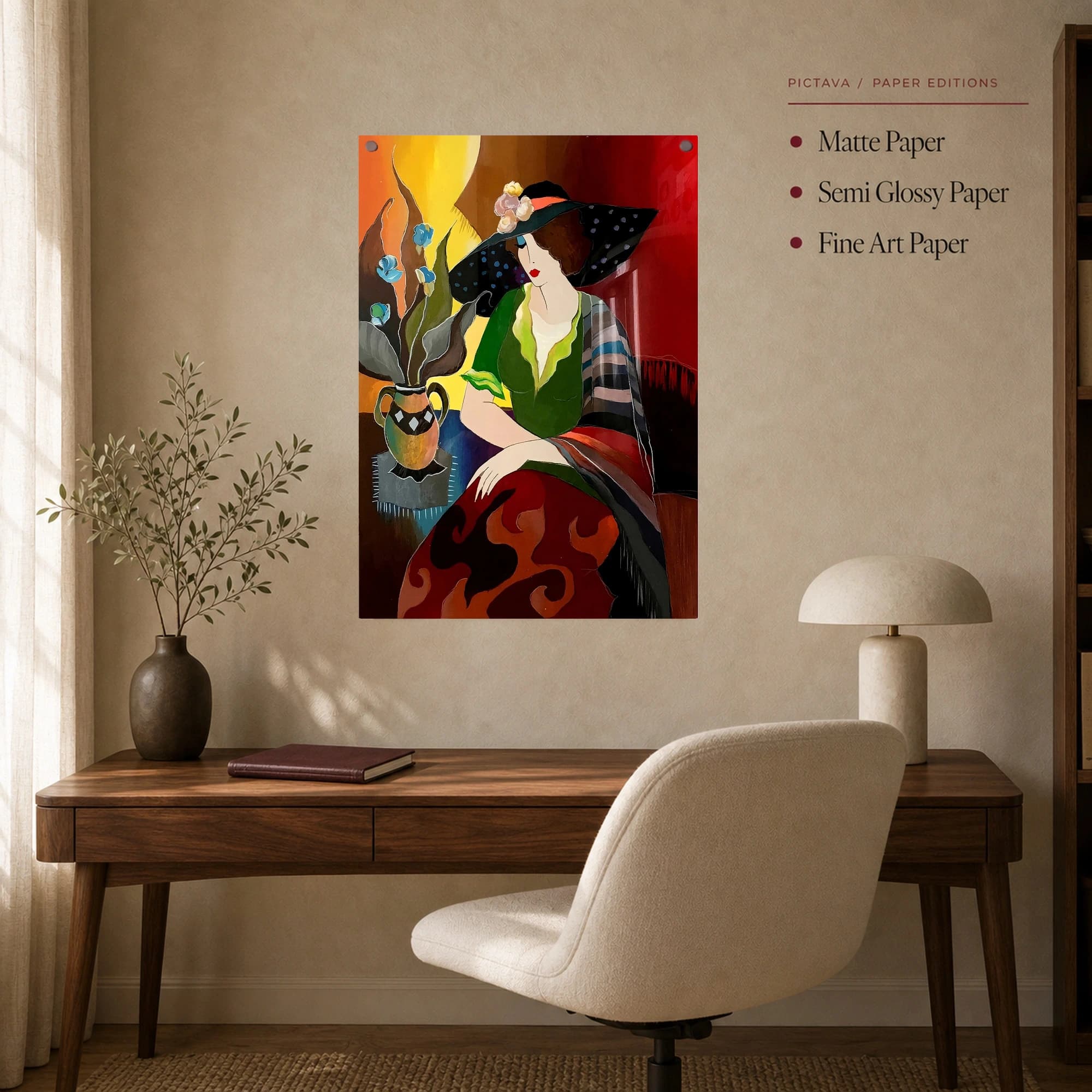 Vintage Woman in Polka Dot Hat Art Print, view 8
