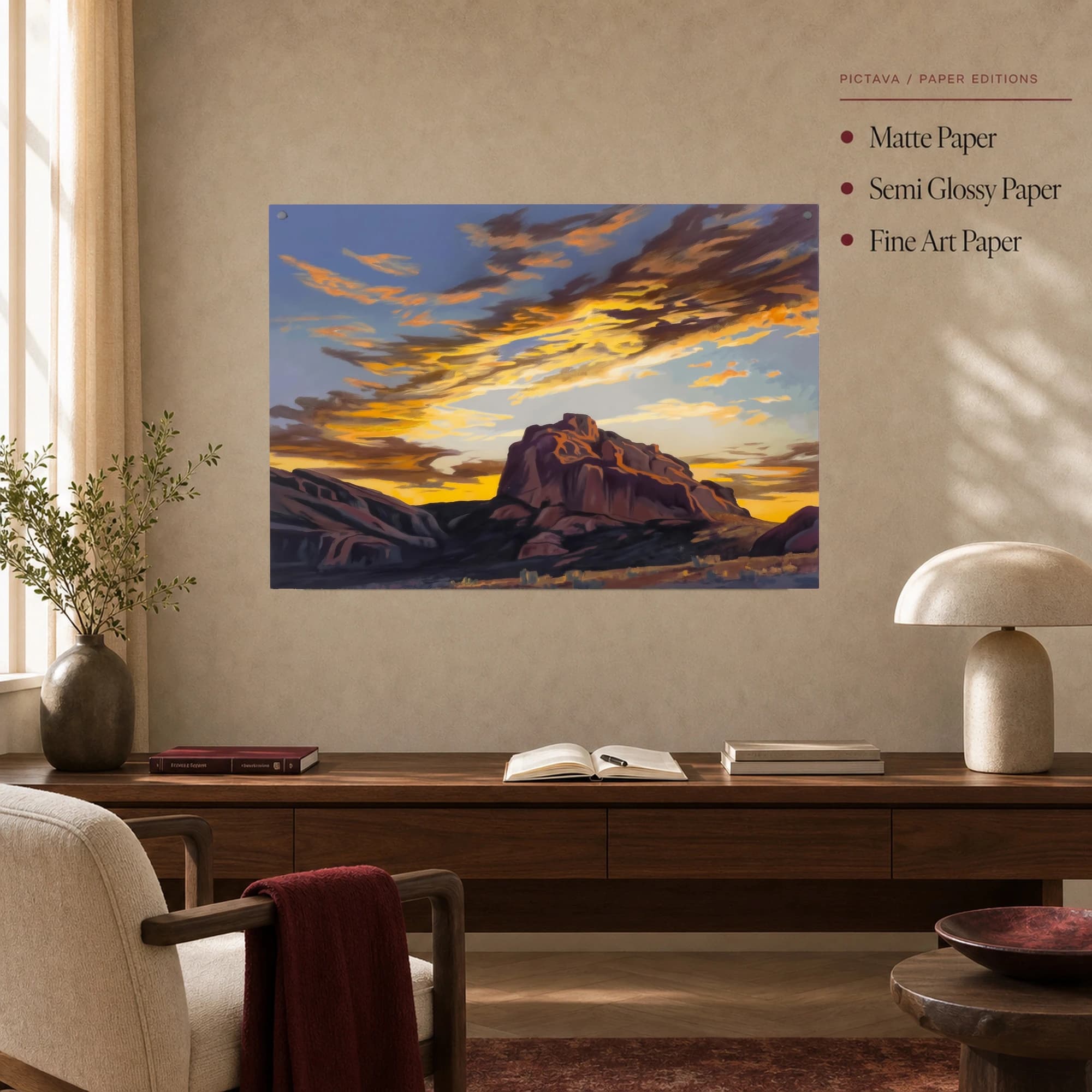 Desert Sunset Mesa Landscape Canvas Print, view 4