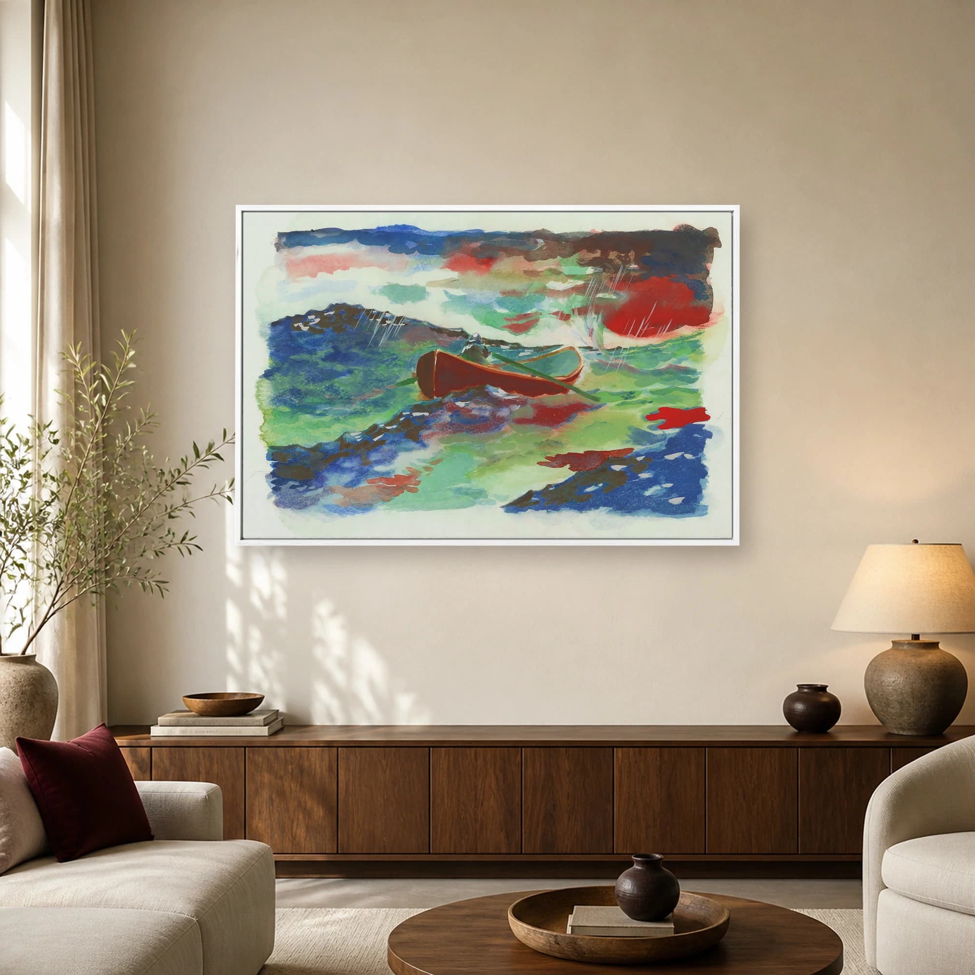 Stormy Waters Canoe Watercolor Wall Art, view 2
