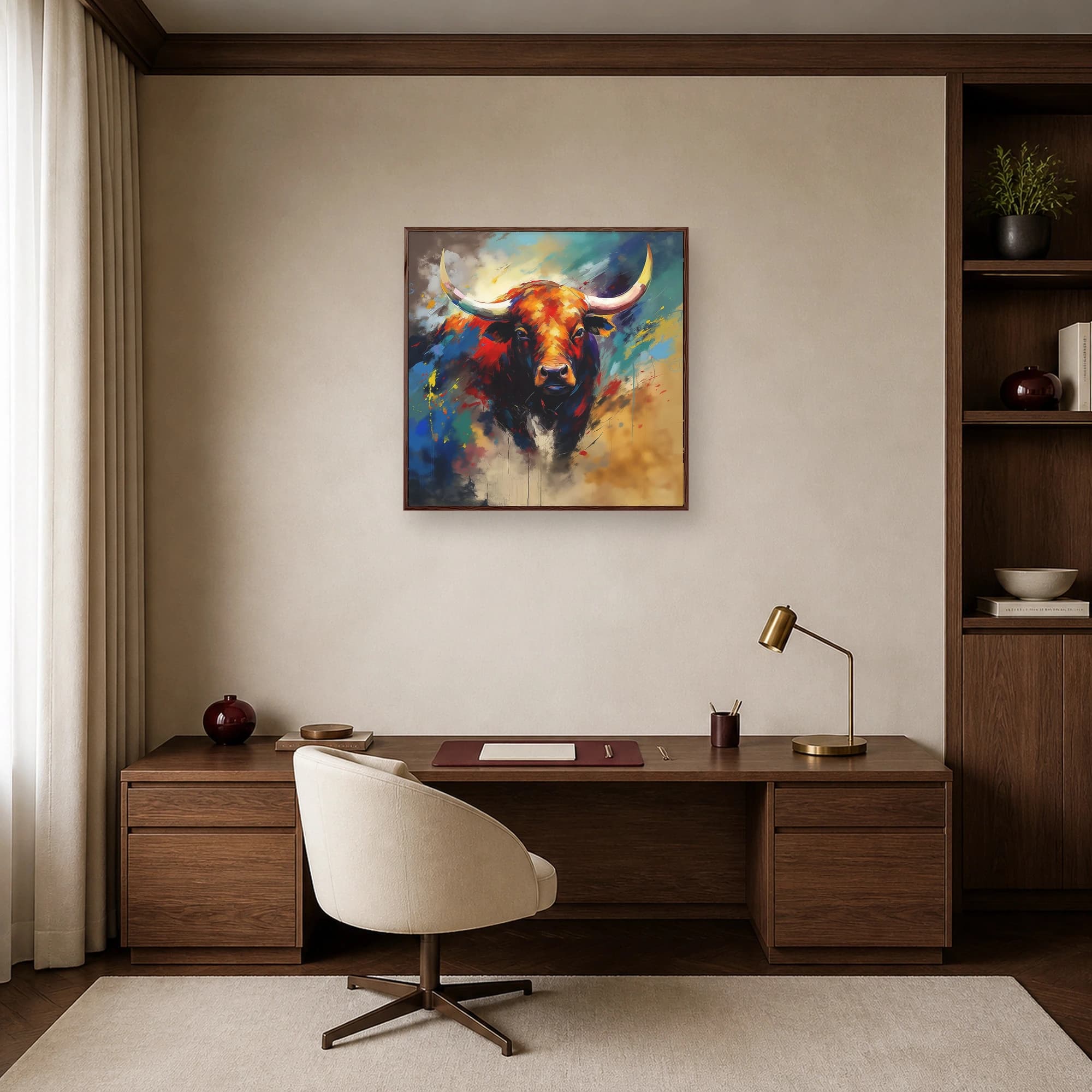 Fierce Vigor Abstract Bull Canvas Print, view 6