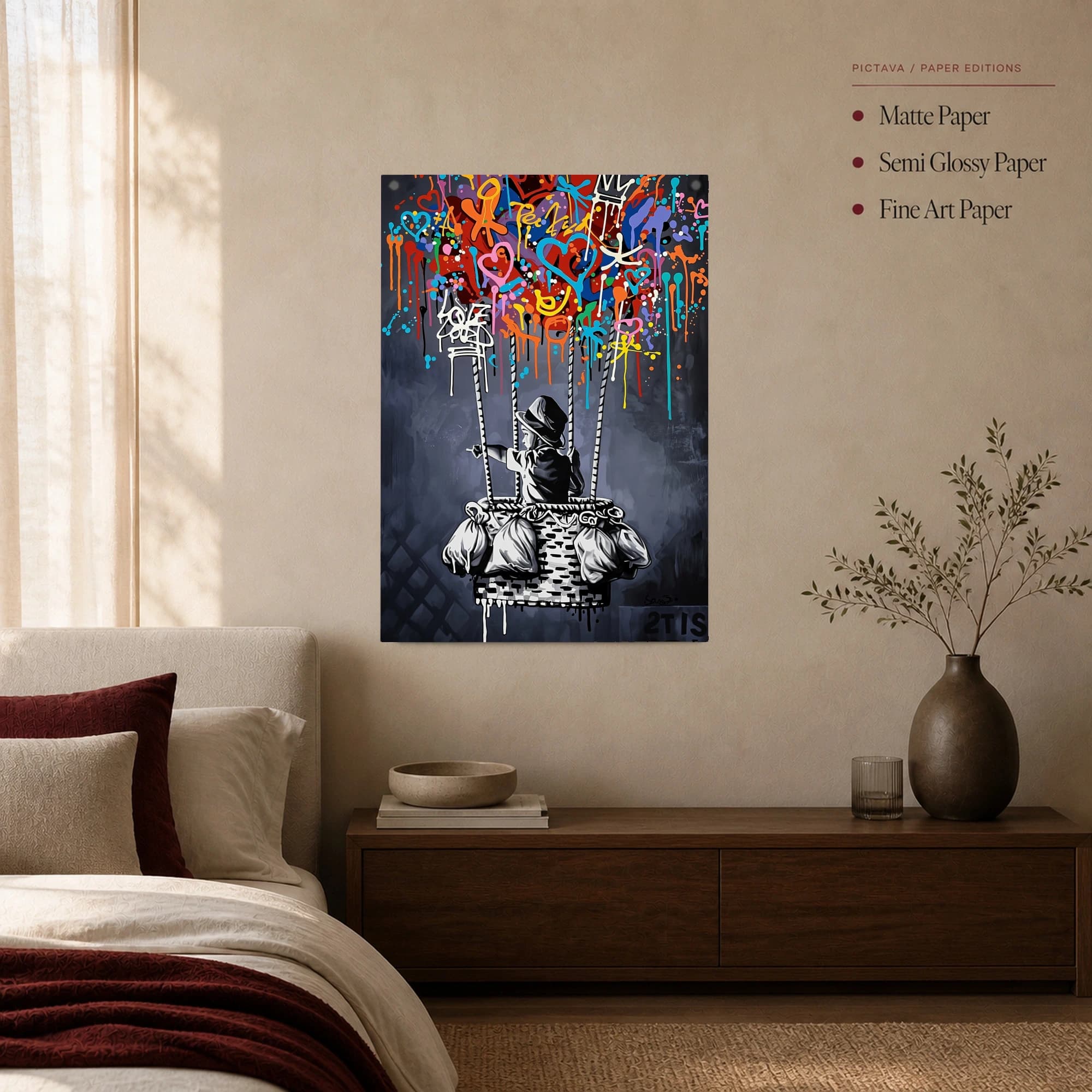 Banksy Style Balloon Boy Graffiti Wall Art Canvas, view 3