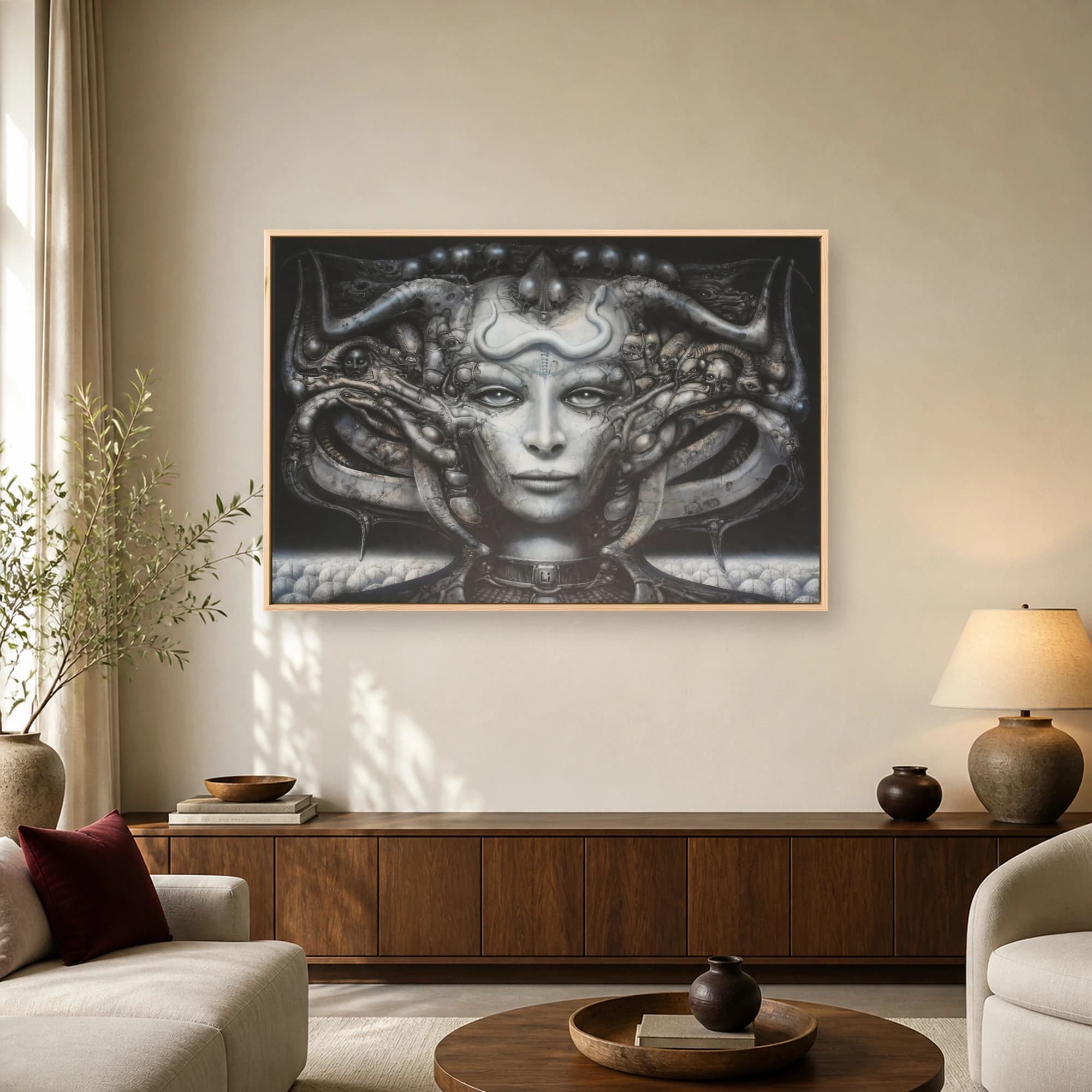 Biomechanical Surrealist Portrait Canvas Print, view 2