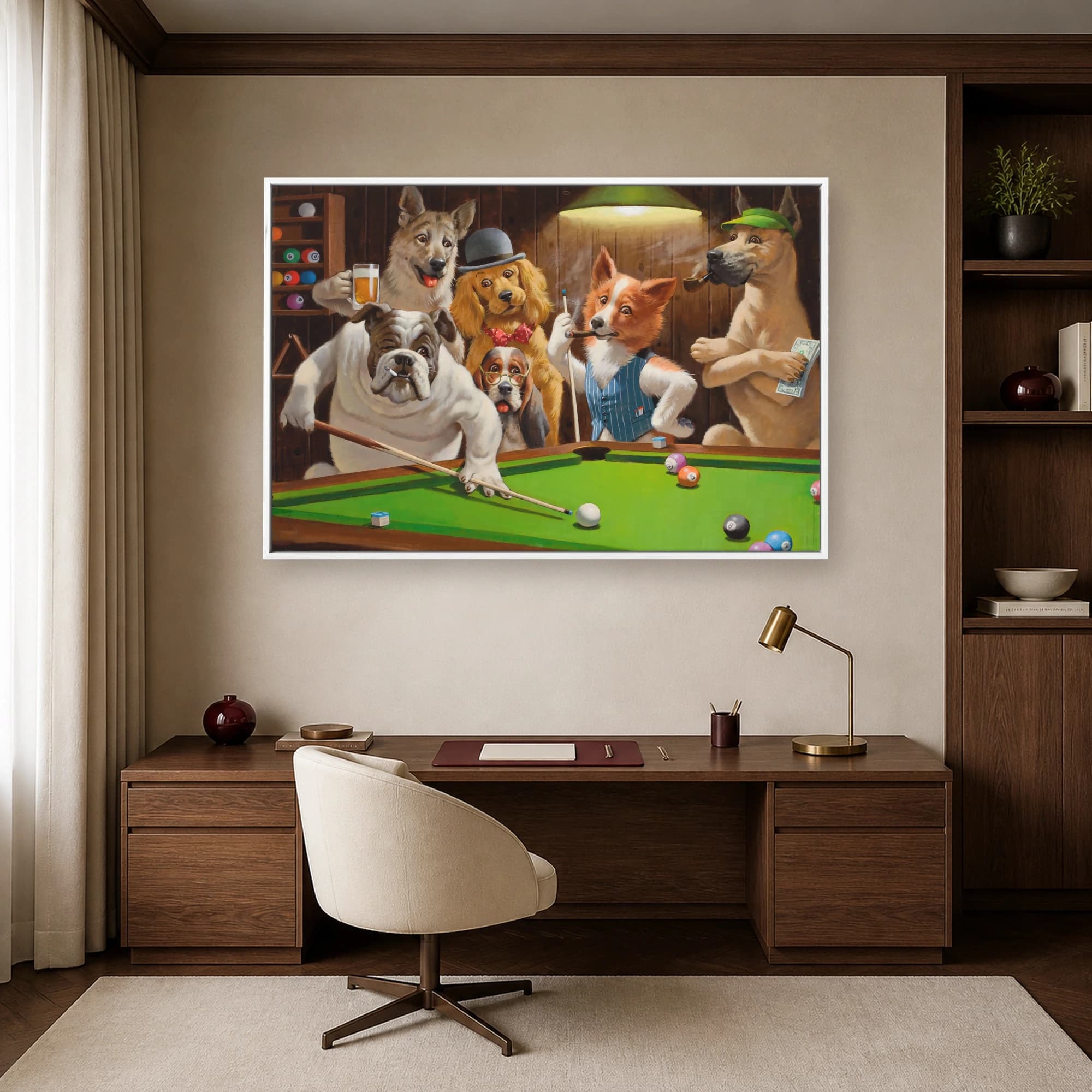 Dogs Playing Pool Canvas Print Humorous Billiards Wall Art, view 7