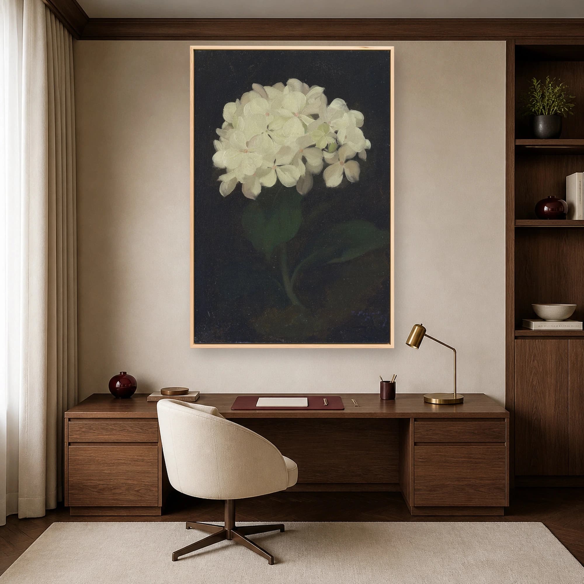 Vintage White Hydrangea Botanical Fine Art Print, view 6