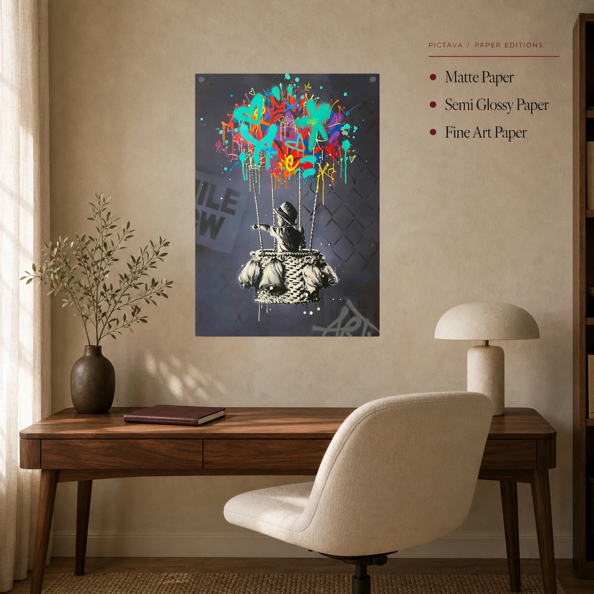 Street Art Hot Air Balloon Child Canvas Print, view 7