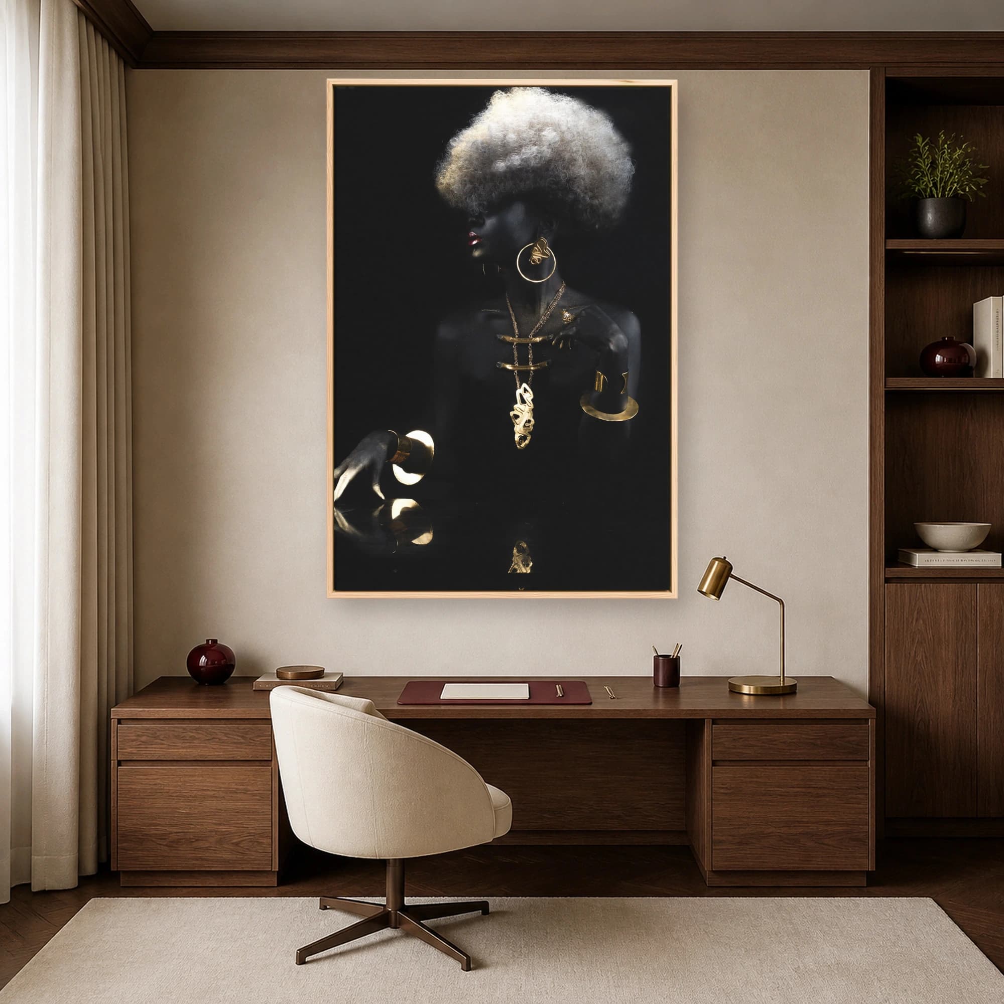 Golden Elegance Fine Art Portrait Canvas Print, view 7