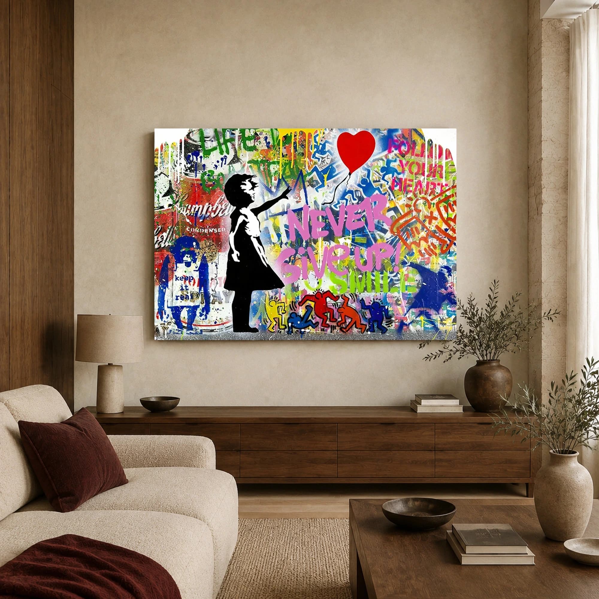Never Give Up Street Art Canvas Print, view 3