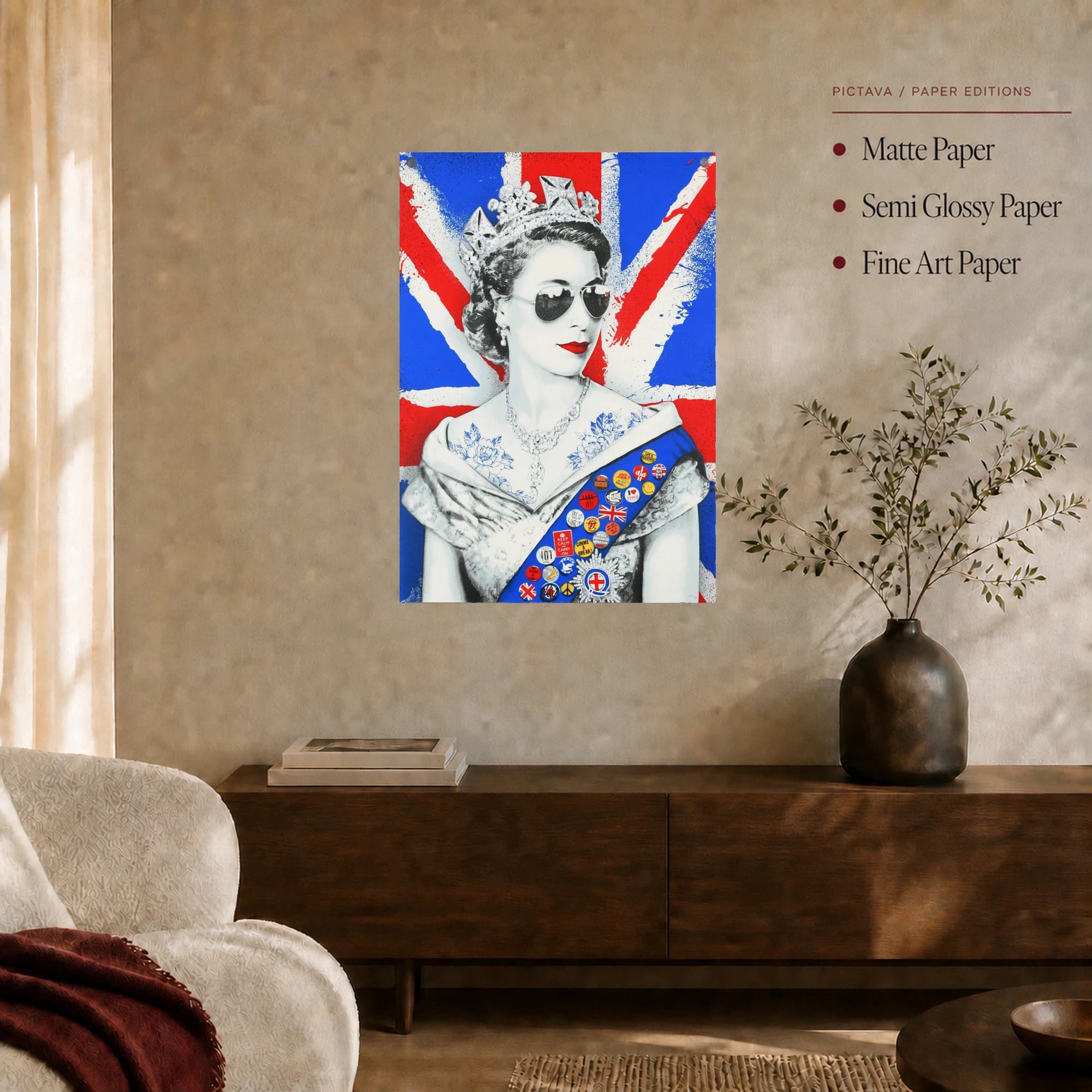 Rebel Queen Elizabeth II Pop Art Canvas Print, view 6