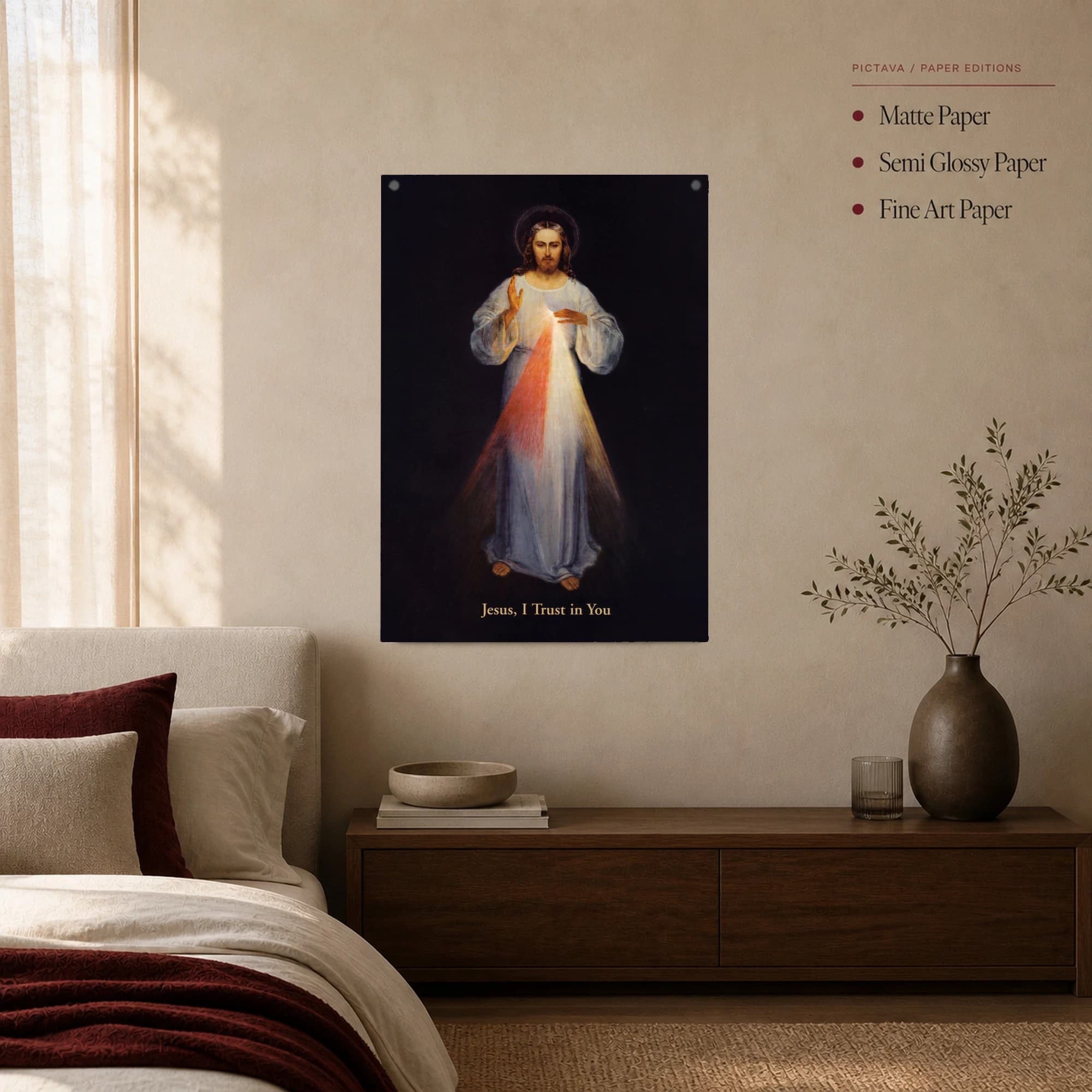 Divine Mercy Jesus Wall Art with Sacred Rays and Blessing, view 2