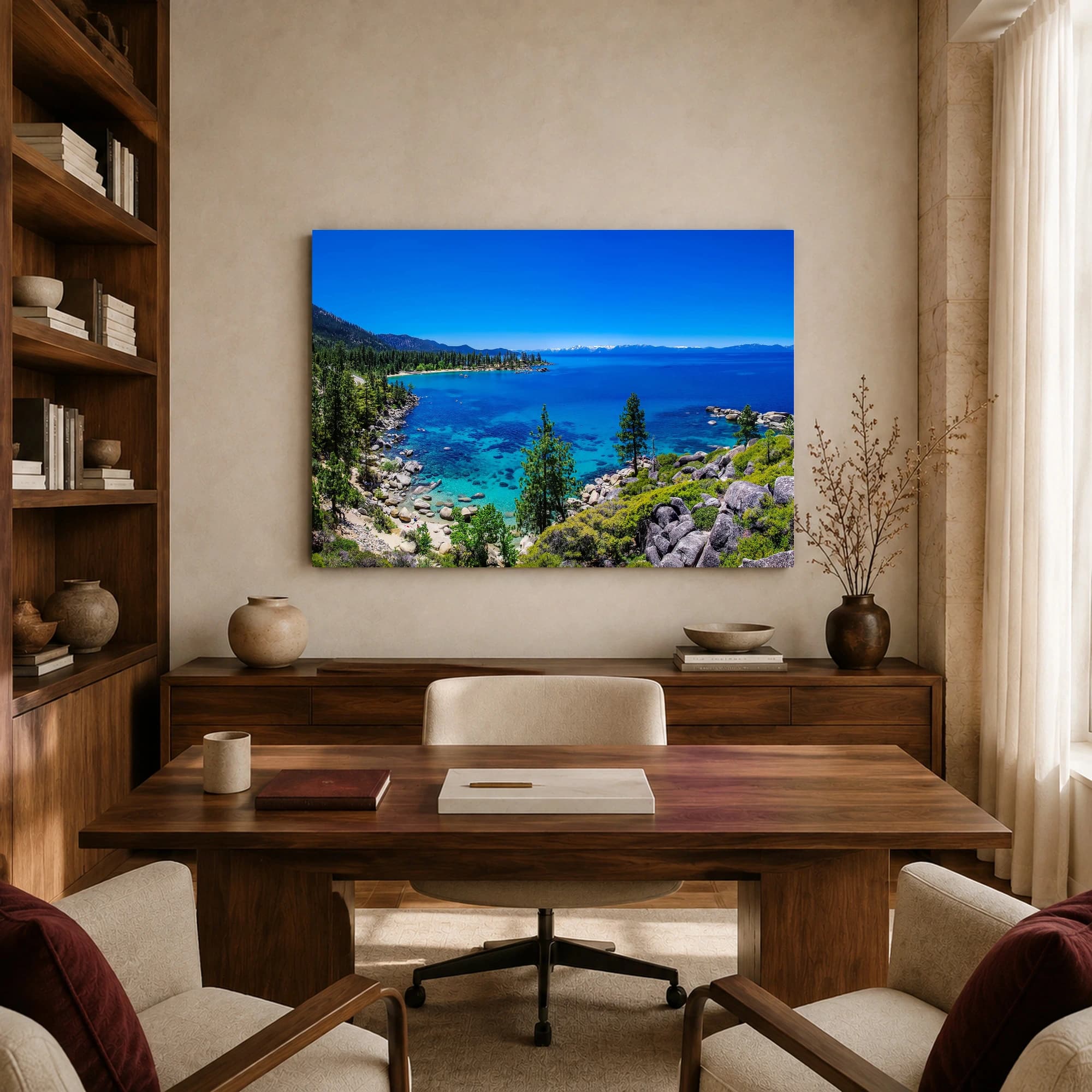 Lake Tahoe Mountain and Crystal Clear Water Landscape Wall Art, view 8