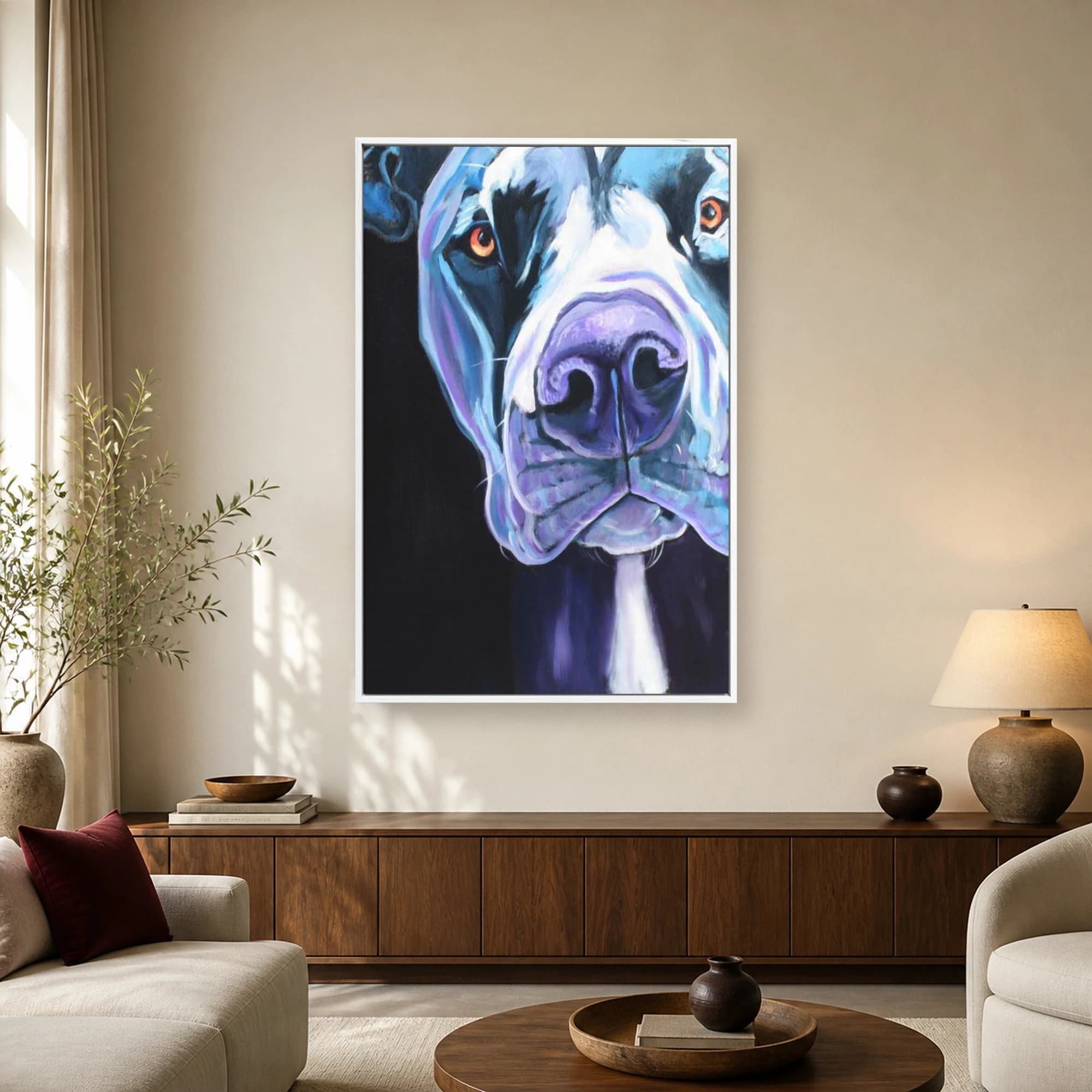 Vibrant Canine Portrait Close-Up Canvas Art, view 2