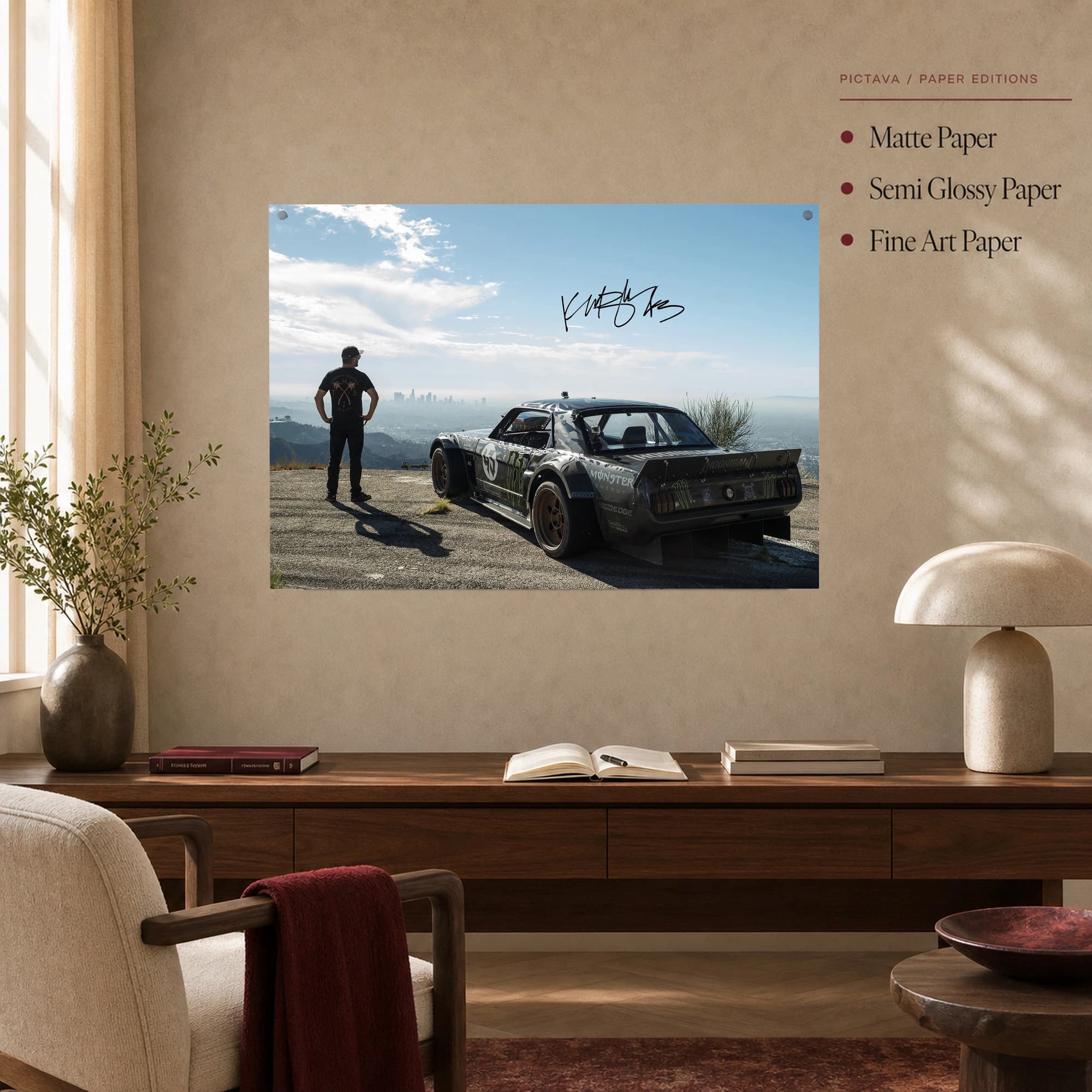 Ken Block Los Angeles Skyline Rally Car Wall Art, view 6