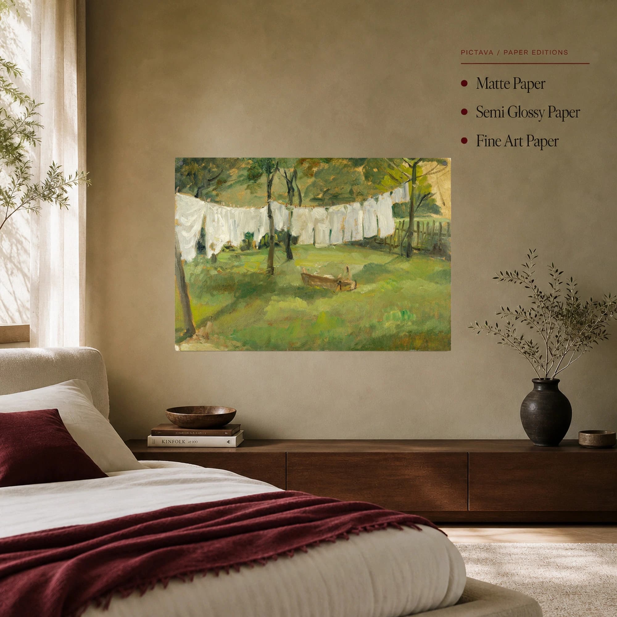 Laundry Drying in the Garden Impressionist Landscape Canvas Print, view 8