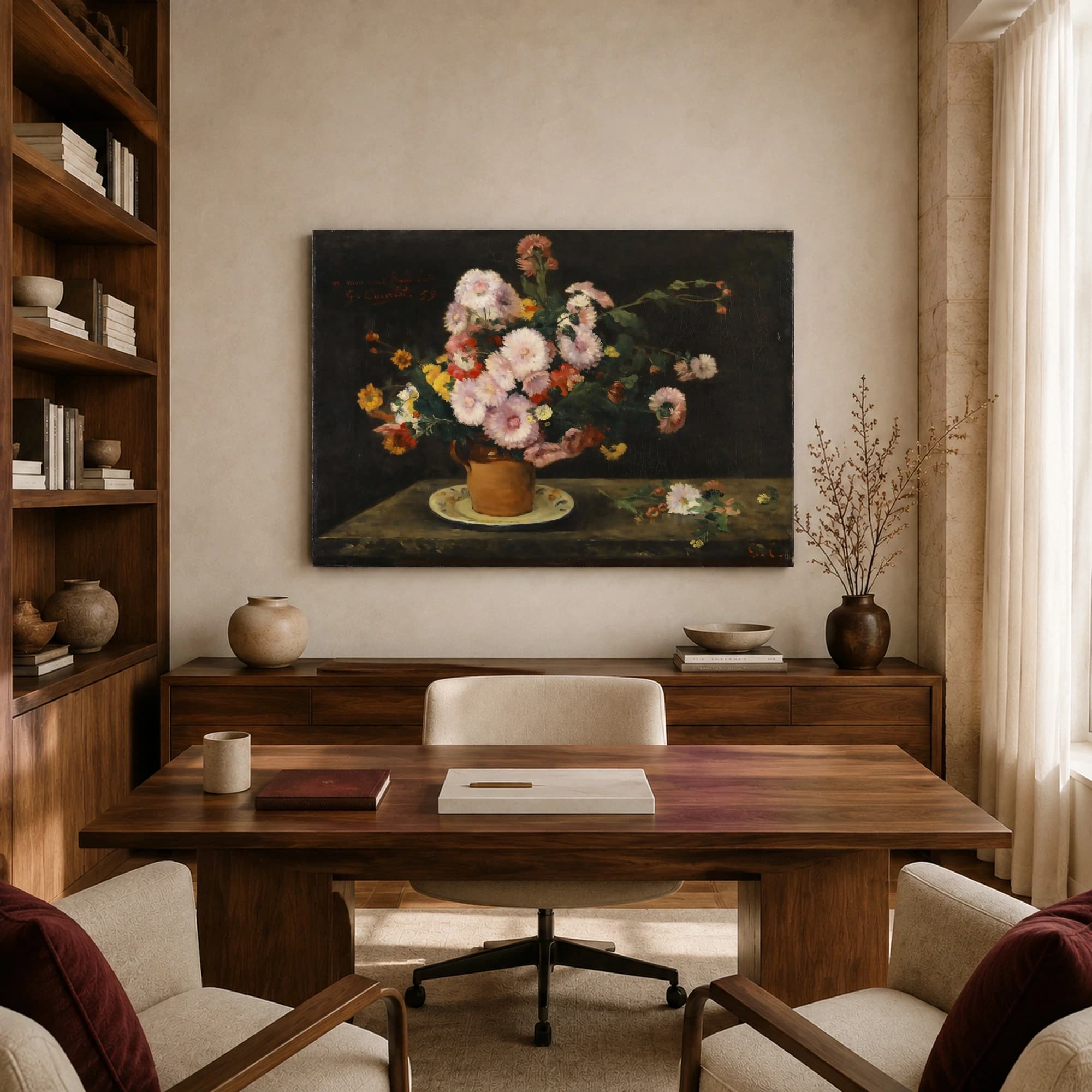 Gustave Courbet Bouquet of Chrysanthemums Fine Art Print, view 7