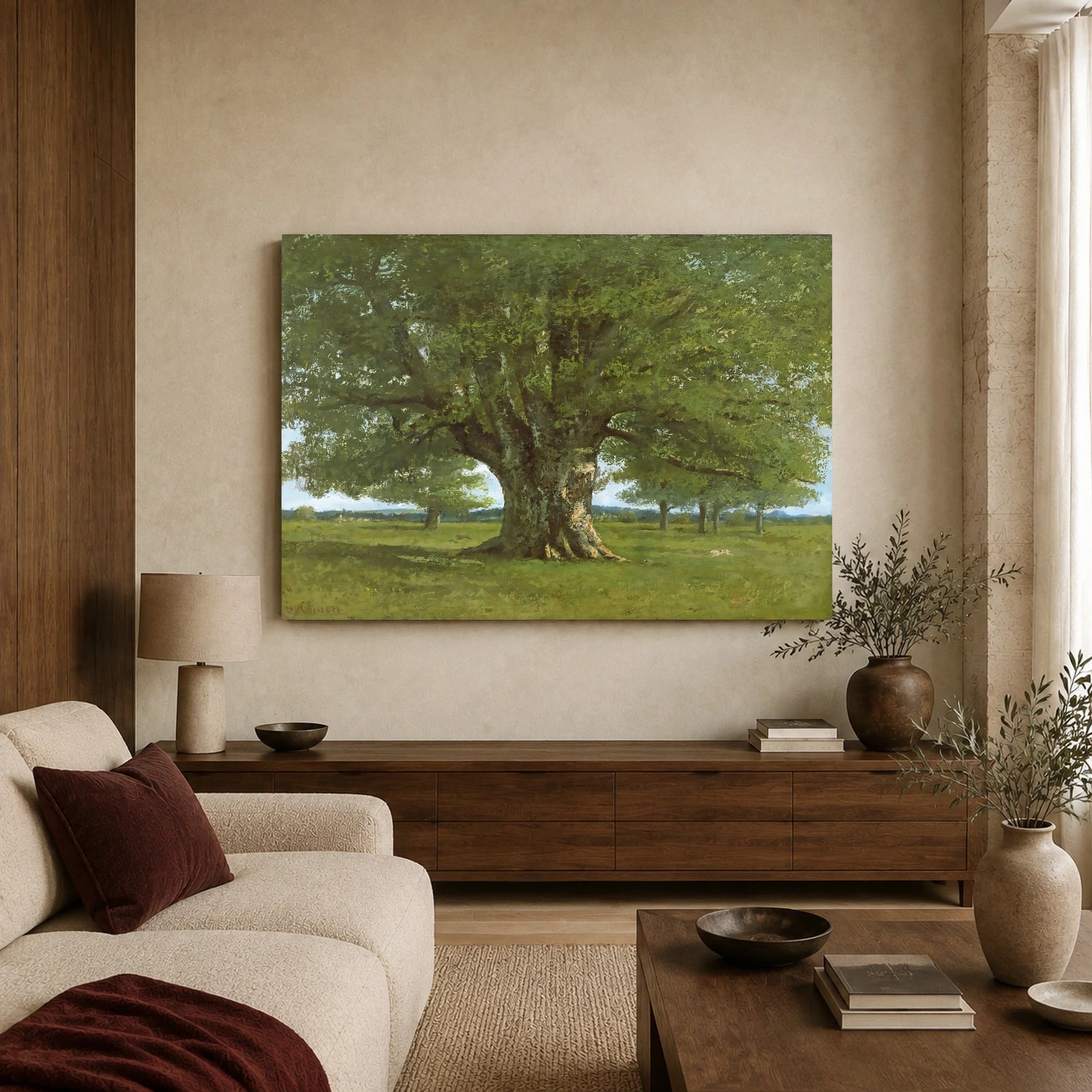 Courbet The Chene de Flagey Tree Canvas Print, view 3